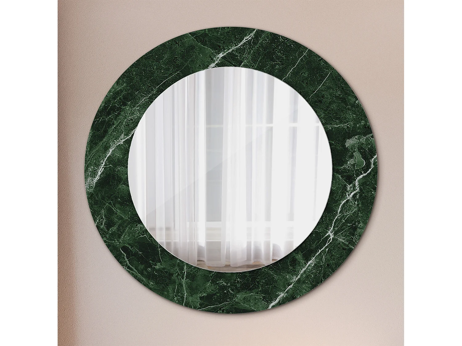 Miroir rond décoratif - Marbre vert - 50 cm