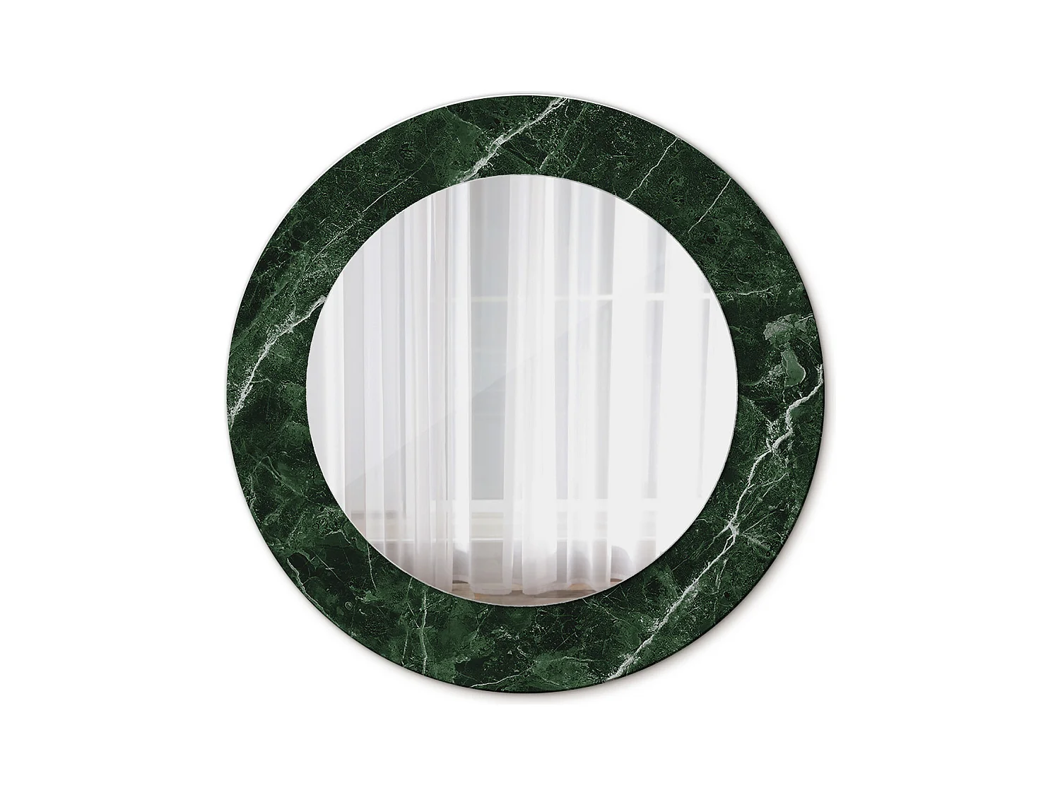 Miroir rond décoratif - Marbre vert - 50 cm