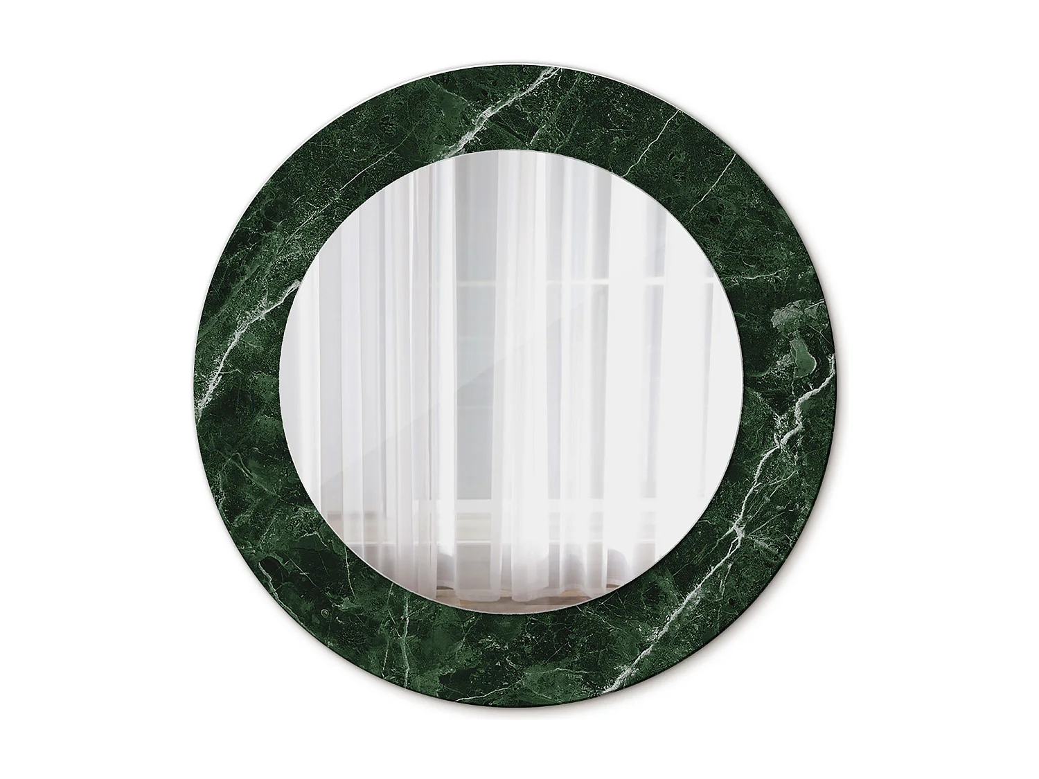 Runder dekorativer Spiegel - Grüner Marmor - 50 cm