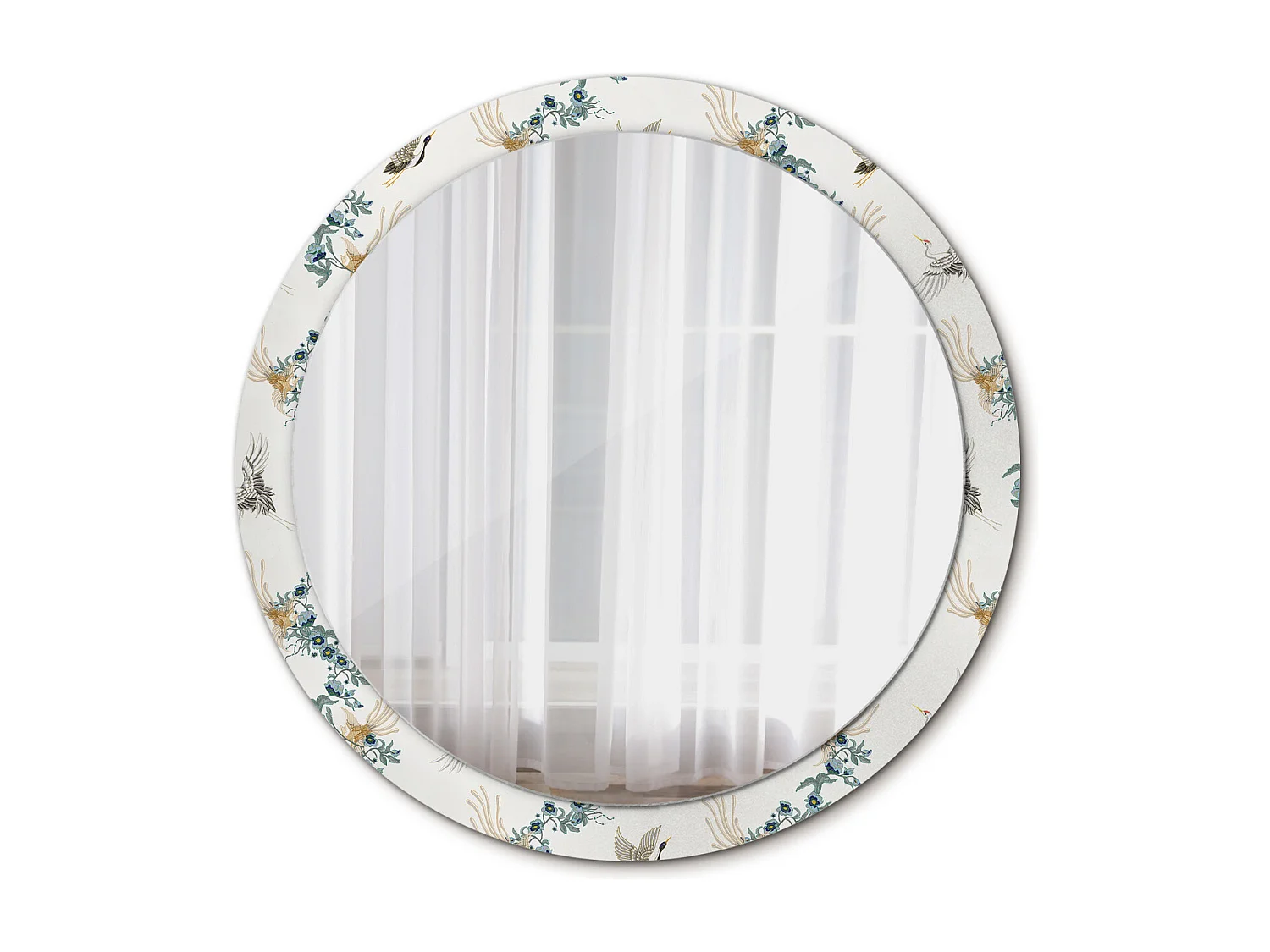 Decoratieve ronde spiegel - Chinese vogels - 100 cm