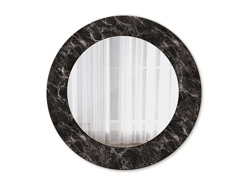 Runder dekorativer Spiegel - Schwarzer Marmor - 50 cm