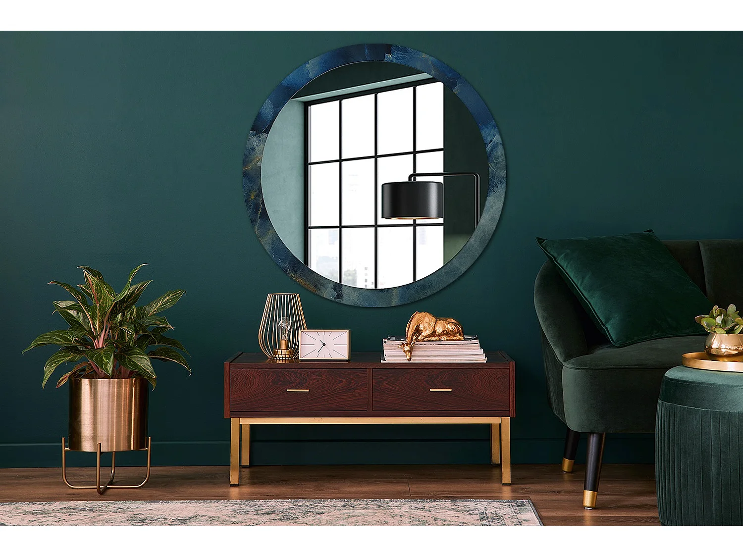 Ronde decoratieve spiegel - Onyx marmer - 100 cm