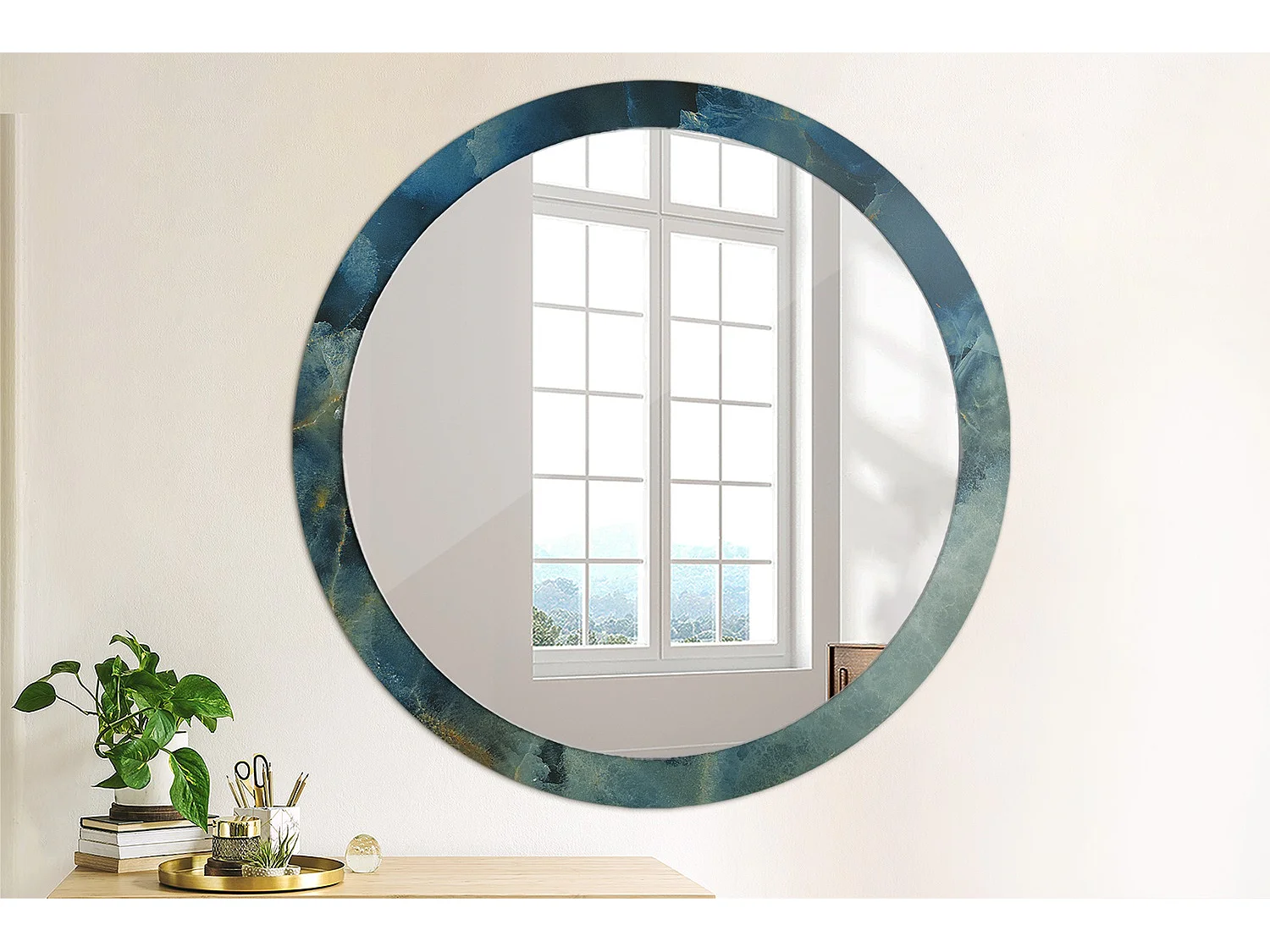 Ronde decoratieve spiegel - Onyx marmer - 100 cm