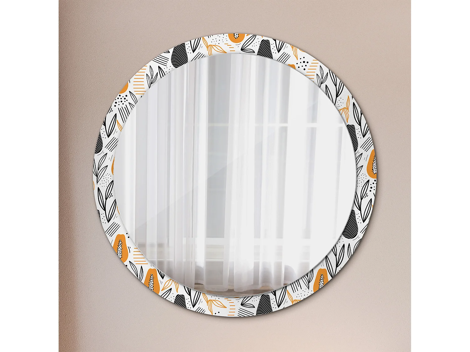 Miroir rond décoratif - Papayes - 100 cm