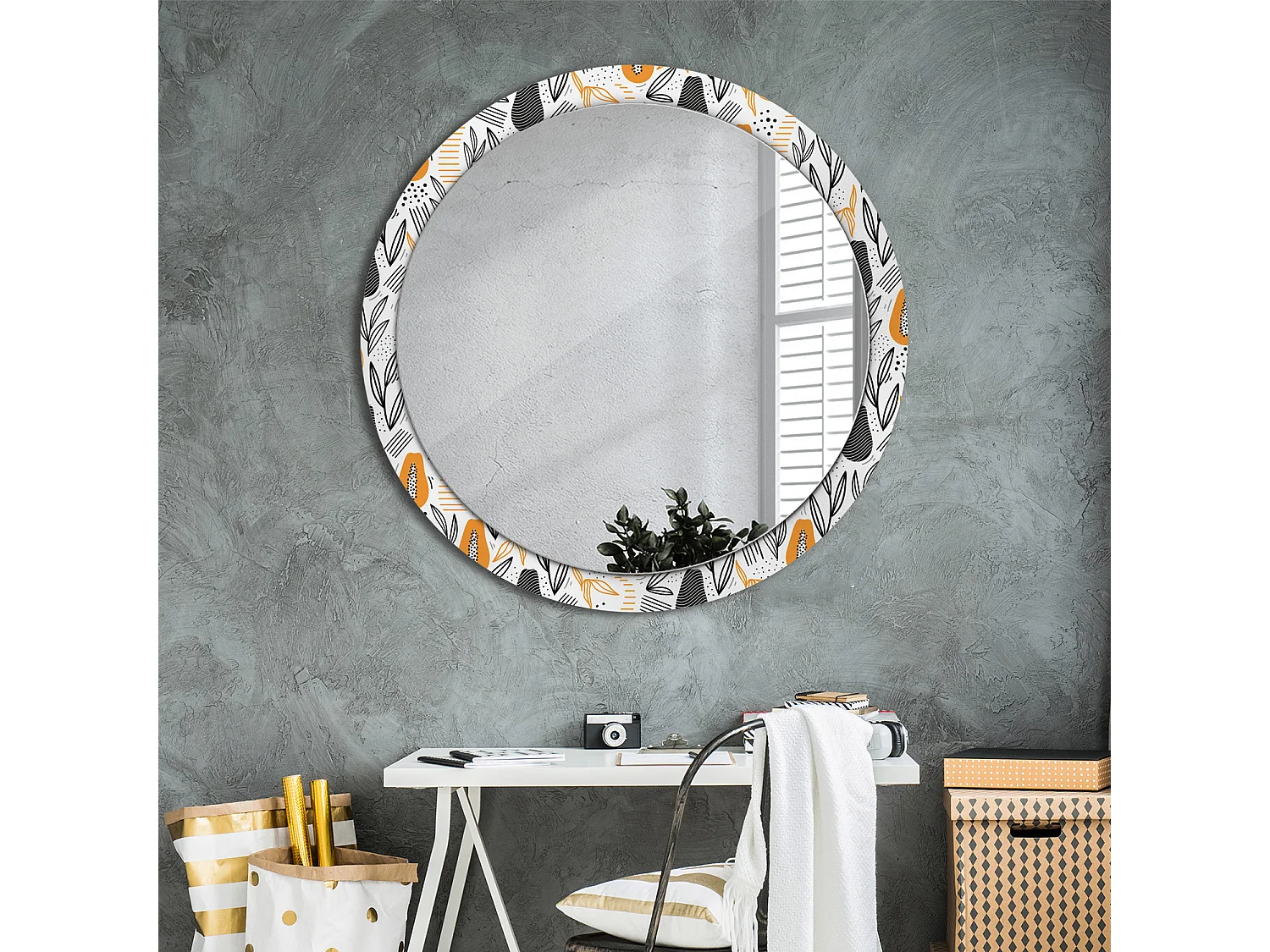 Miroir rond décoratif - Papayes - 100 cm