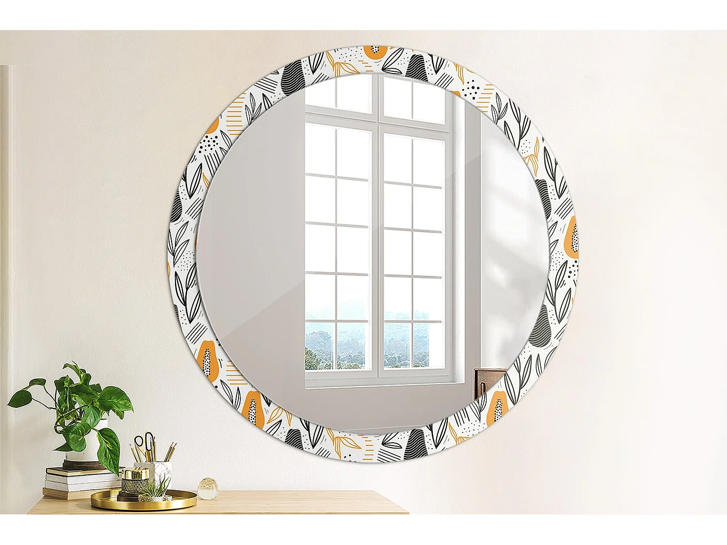 Miroir rond décoratif - Papayes - 100 cm