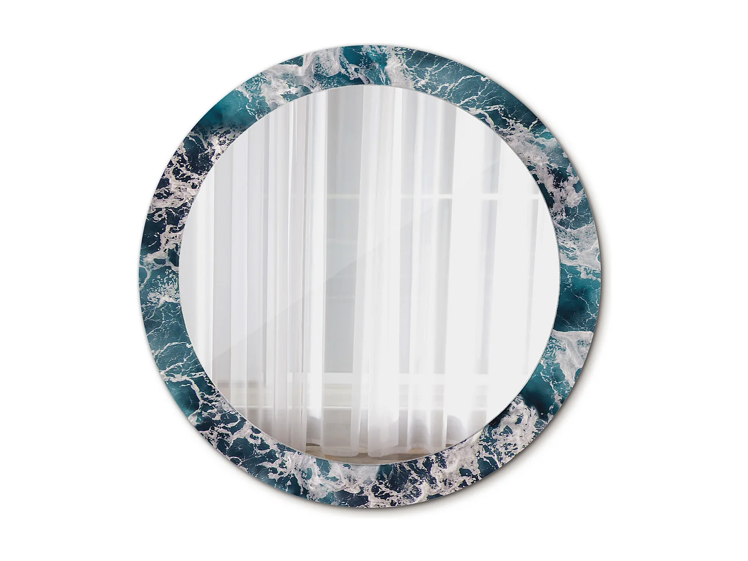 Miroir rond décoratif - Mer agitée - 80 cm