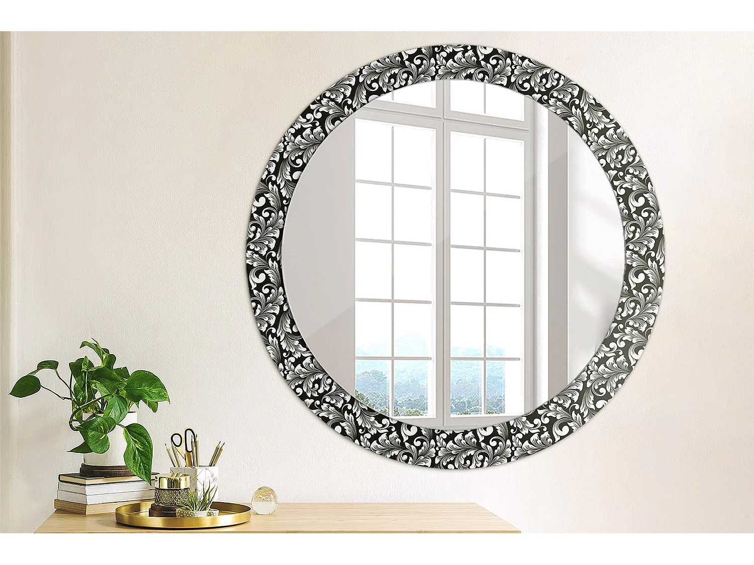 Miroir rond décoratif - Ornement - 80 cm