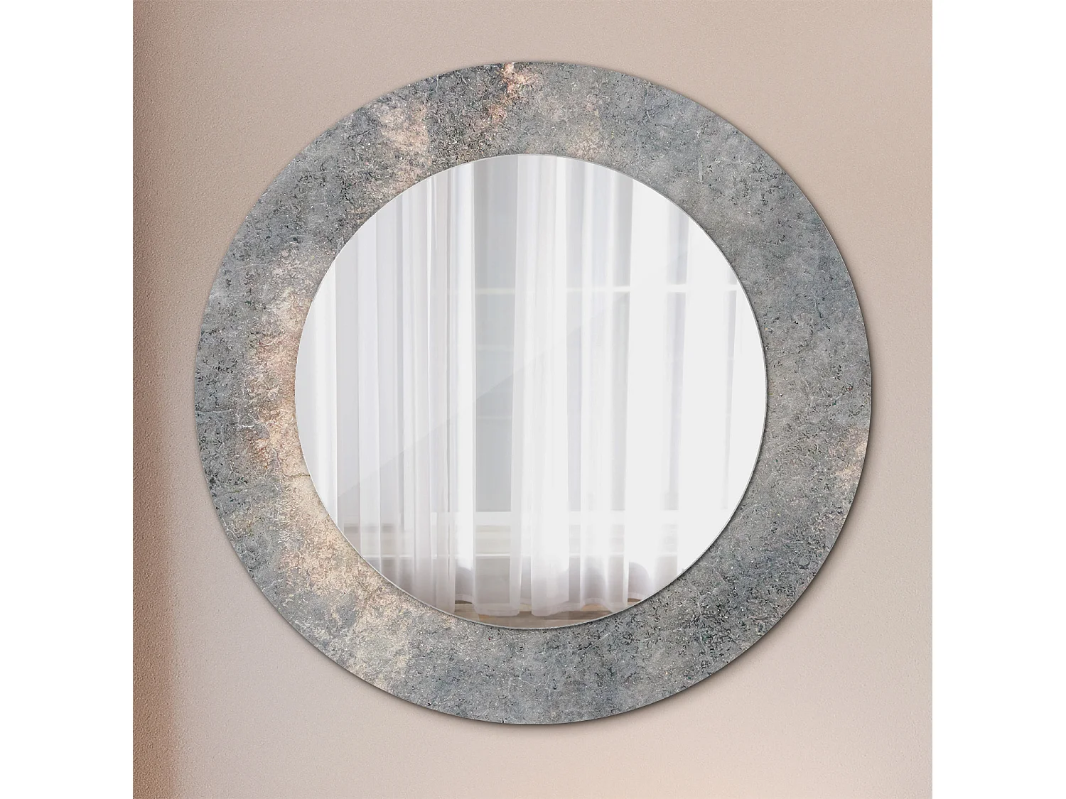 Decoratieve ronde spiegel - vintage beton - 50 cm