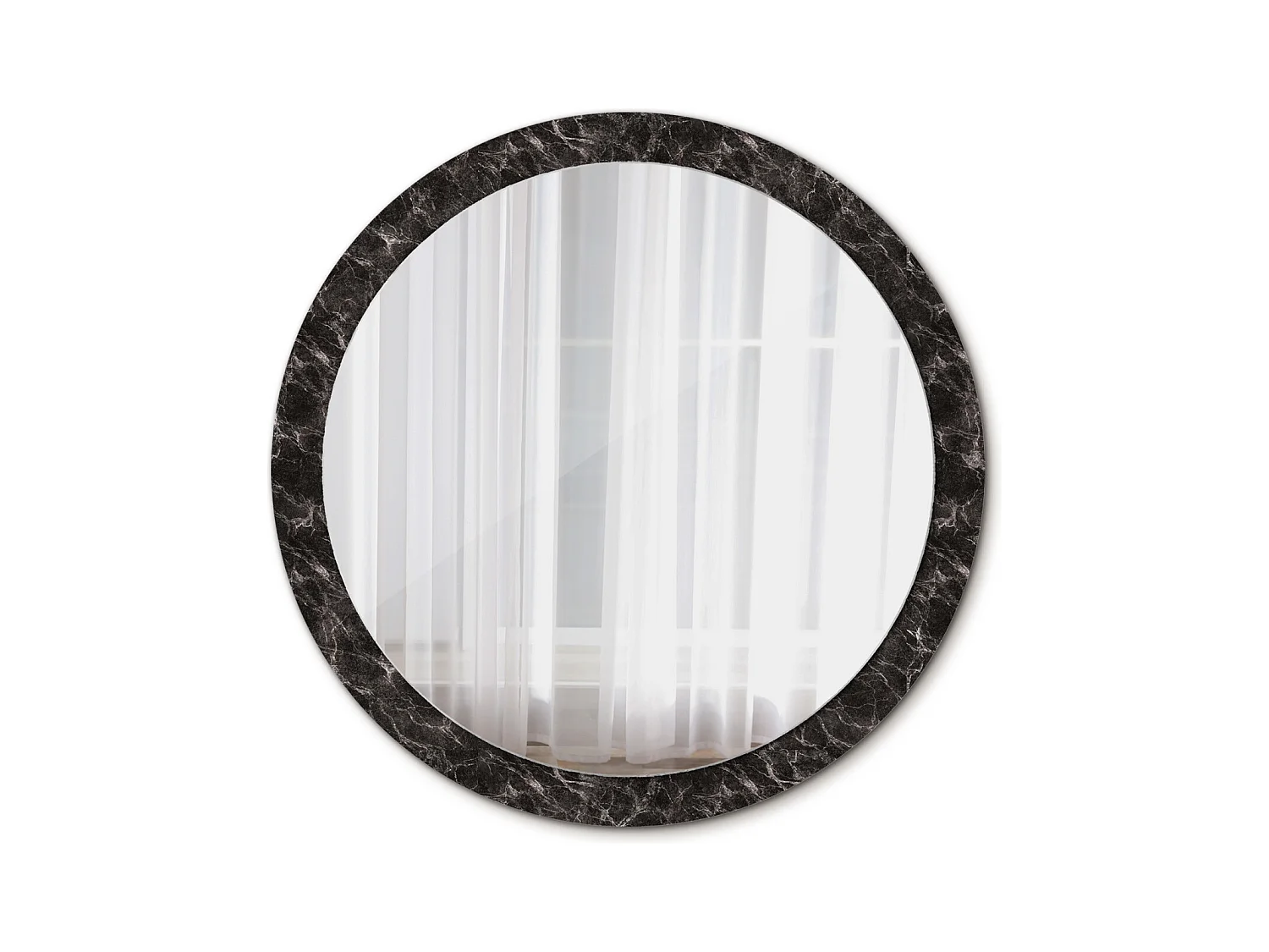 Miroir rond décoratif - Marbre noir - 100 cm