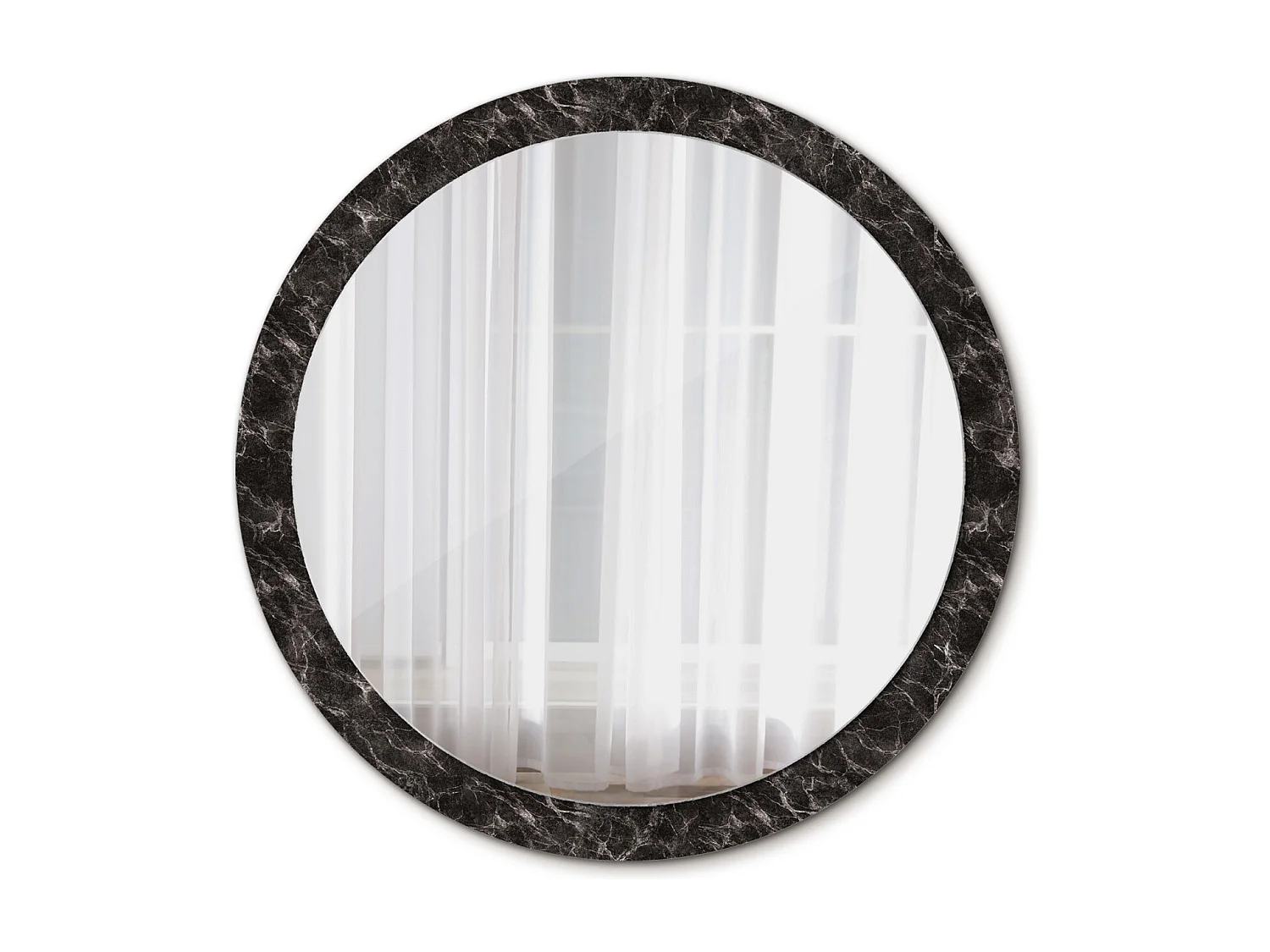 Miroir rond décoratif - Marbre noir - 100 cm