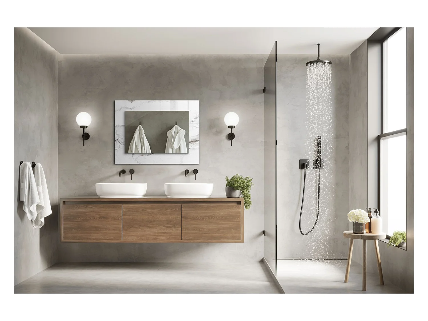 Dekorativer Spiegel mit Rahmen, Marmormuster, 80 x 60 cm