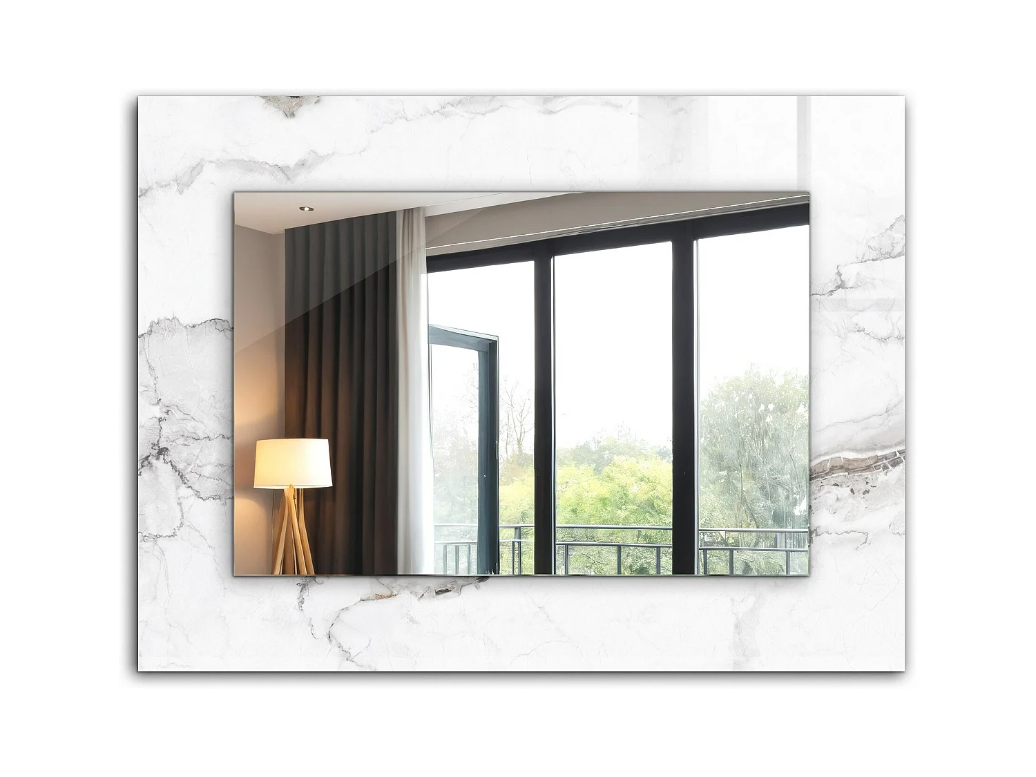 Miroir décoratif avec cadre, motif marbre, 80 x 60 cm