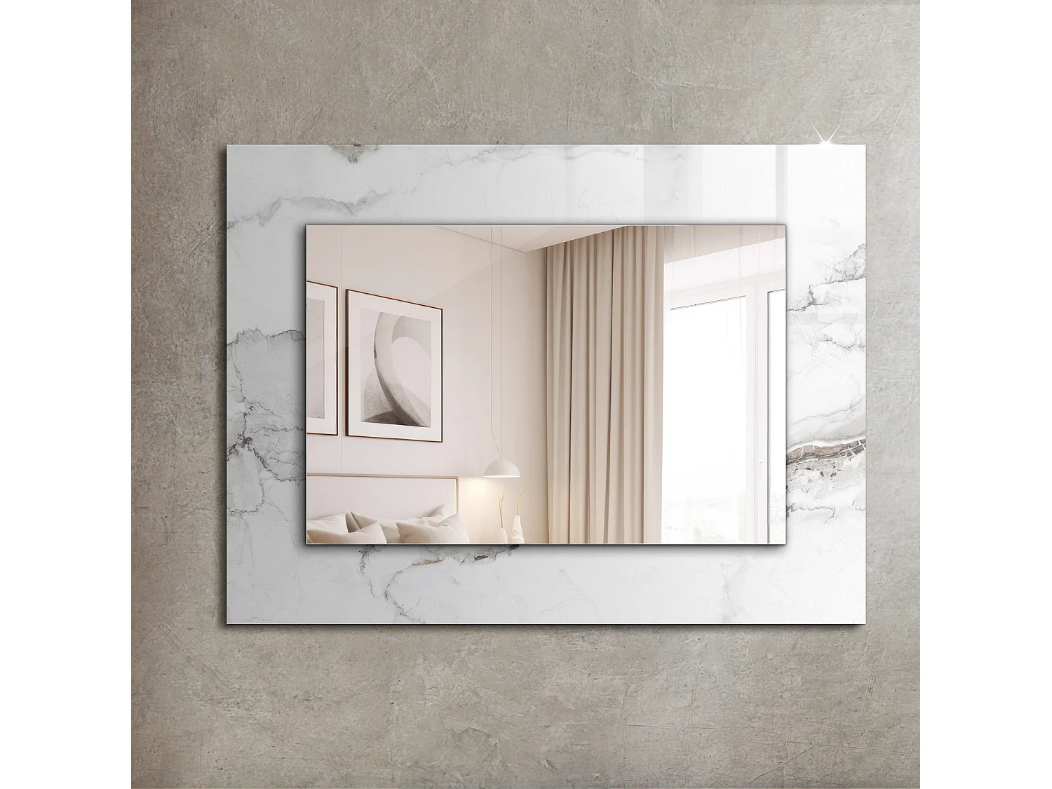 Dekorativer Spiegel mit Rahmen, Marmormuster, 80 x 60 cm