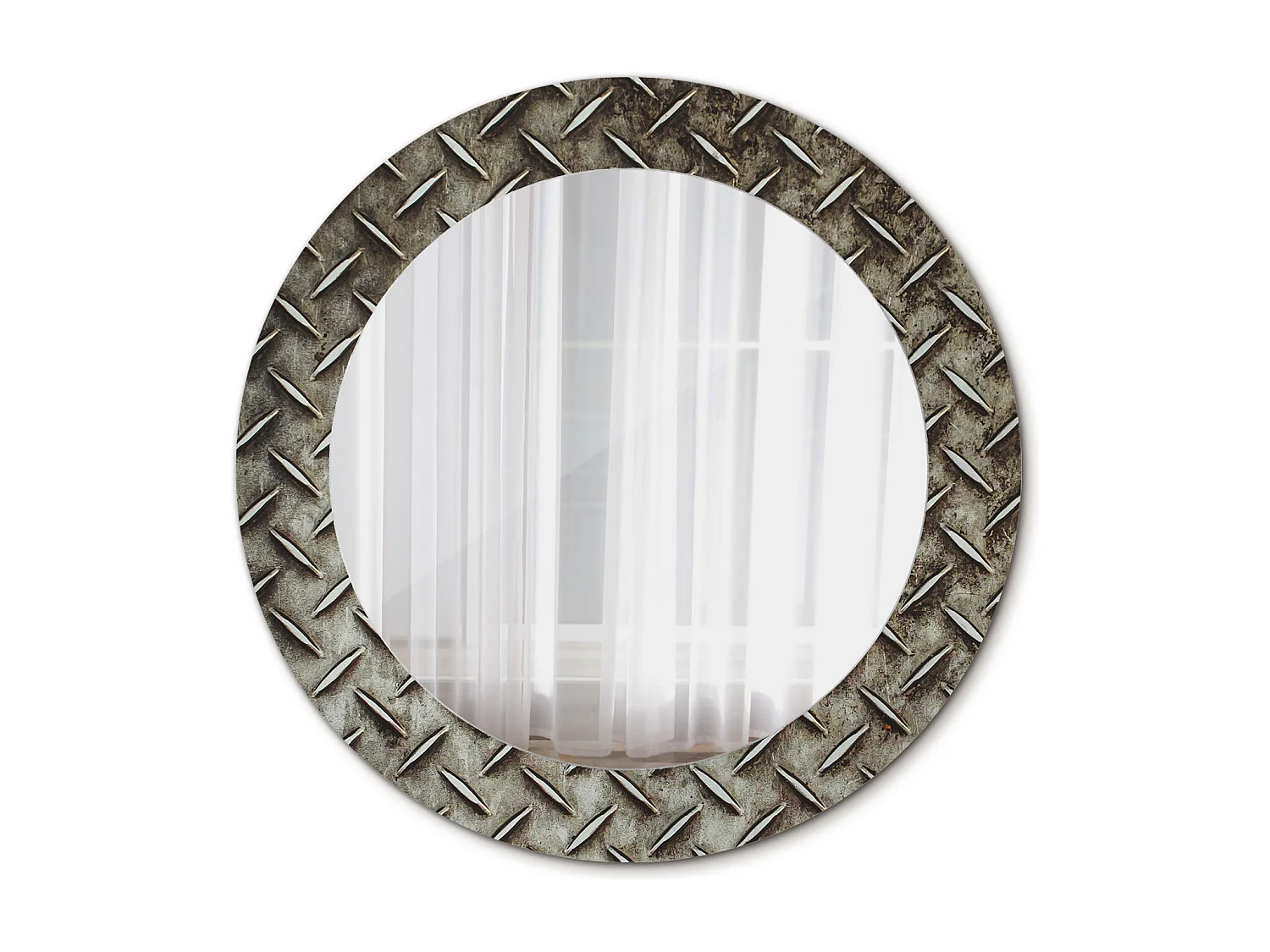 Dekorativer runder Spiegel - Stahlstruktur - 60 cm
