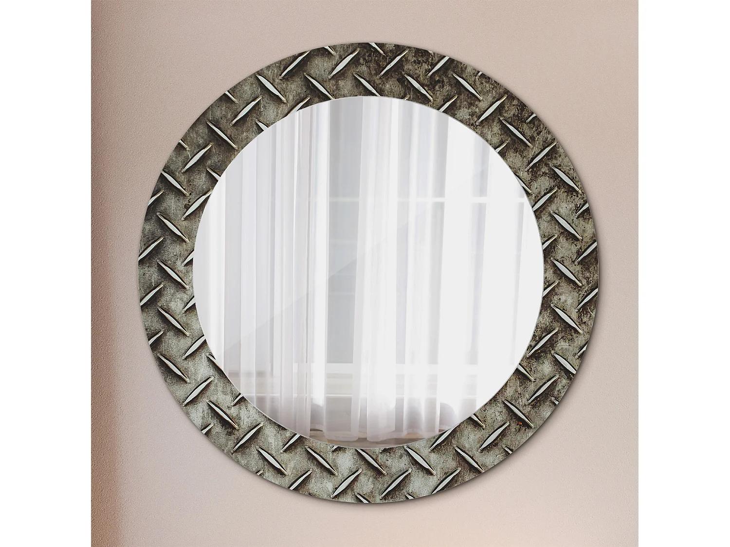 Dekorativer runder Spiegel - Stahlstruktur - 60 cm