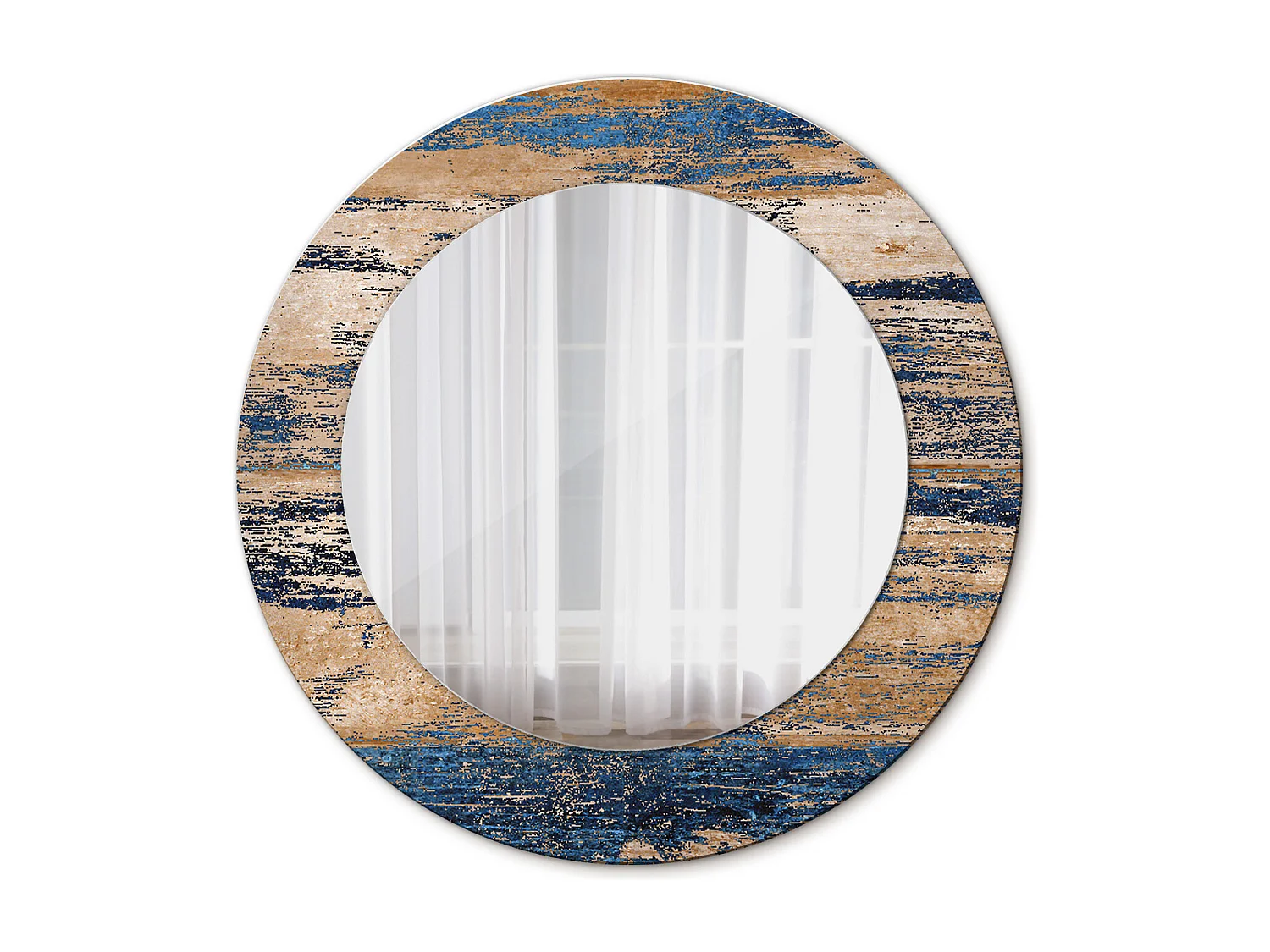 Dekorativer runder Spiegel - Abstraktes Holz - 50 cm