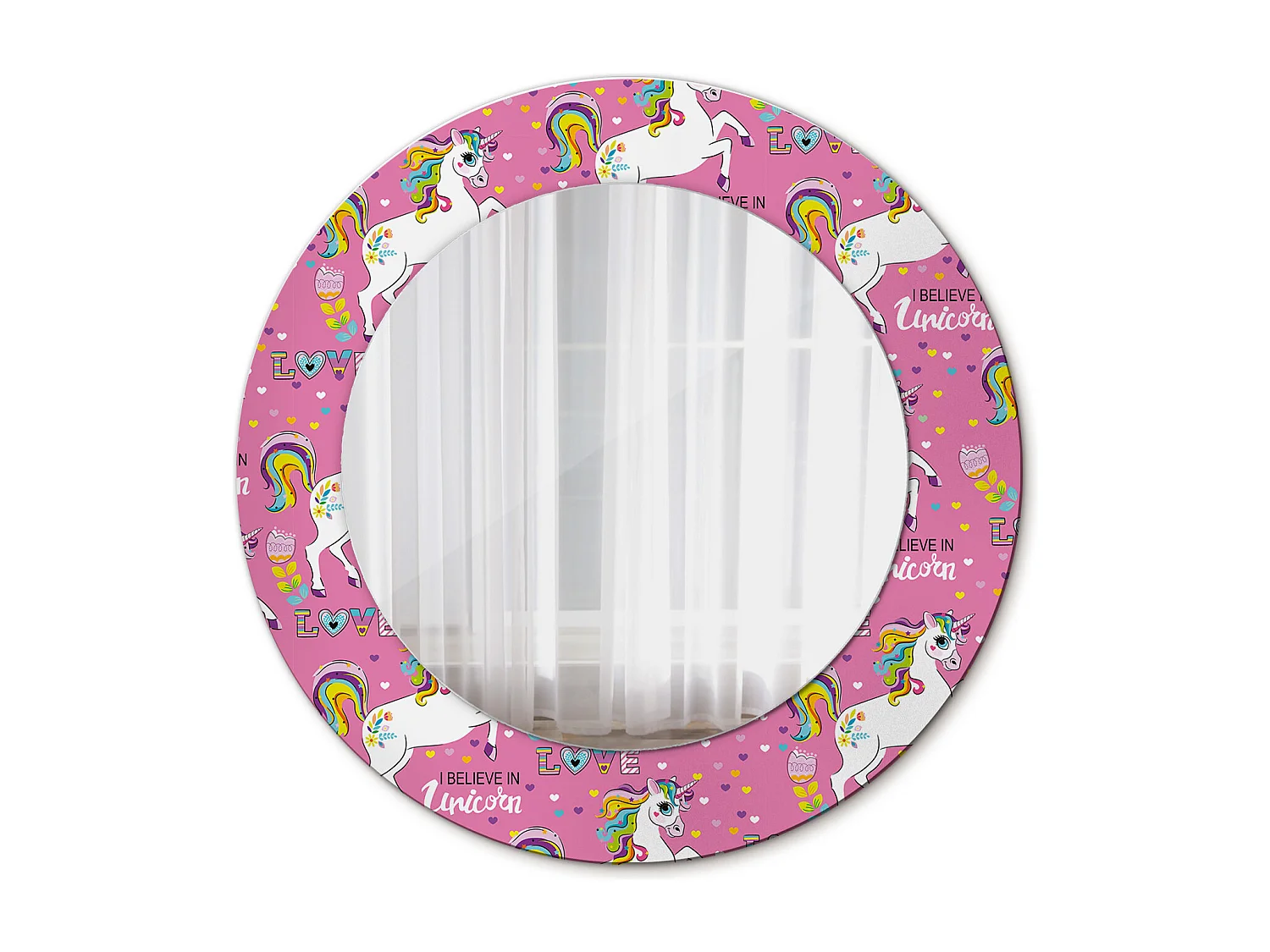 Miroir rond décoratif - Licorne magique - 50 cm