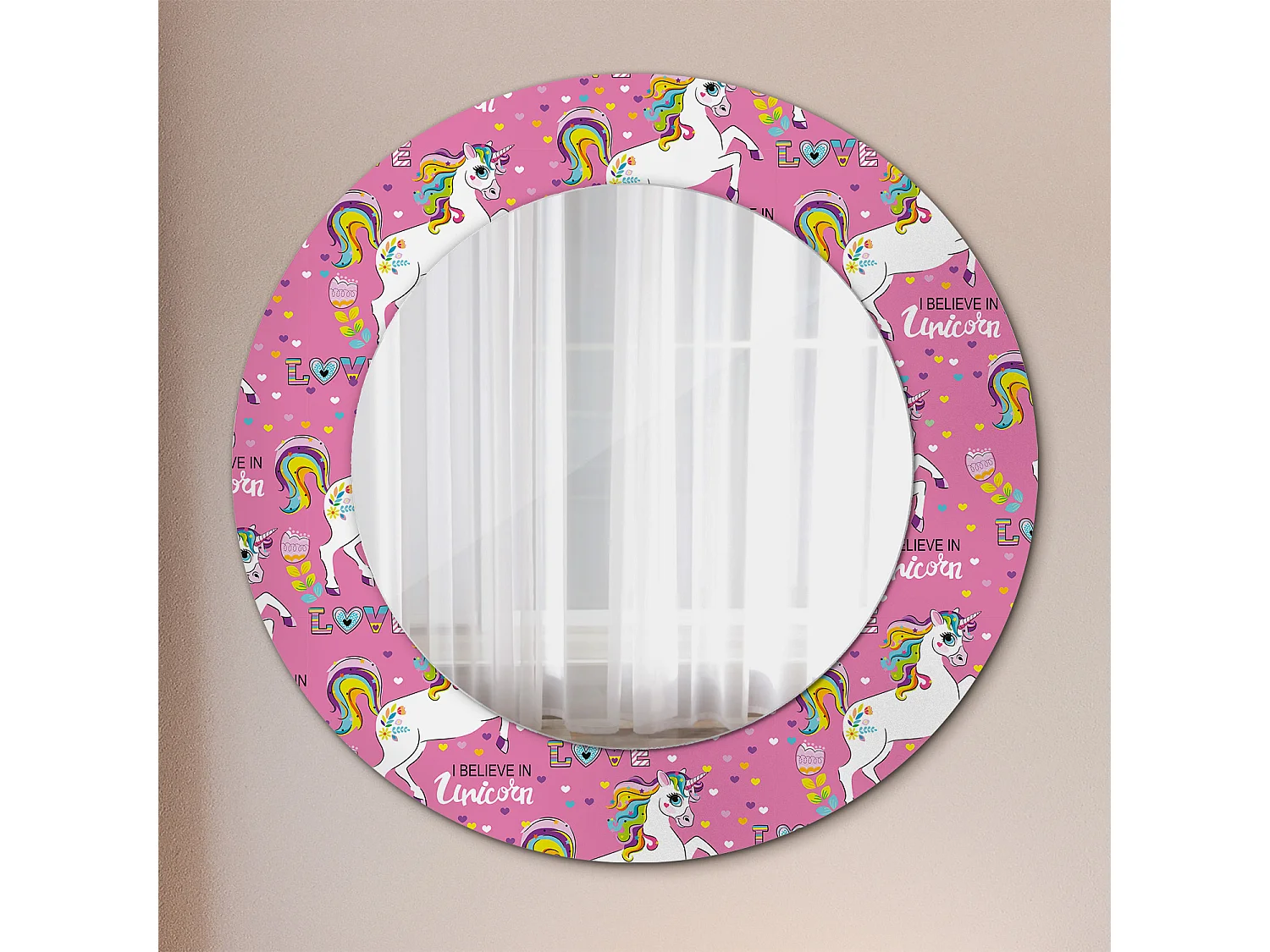 Miroir rond décoratif - Licorne magique - 50 cm
