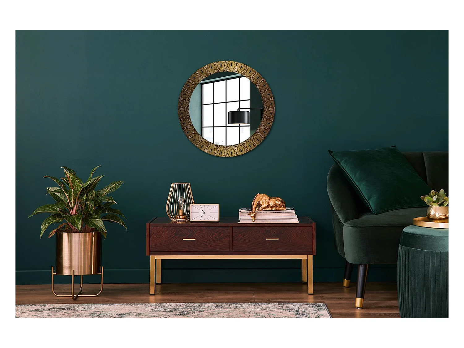 Miroir rond décoratif - Ornement grec - 70 cm