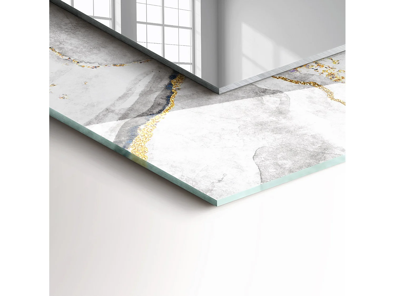 Dekorativer Spiegel mit Marmorrahmen mit Maserung, 80 x 60 cm