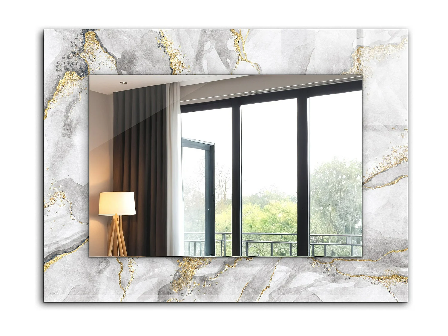Dekorativer Spiegel mit Marmorrahmen mit Maserung, 80 x 60 cm