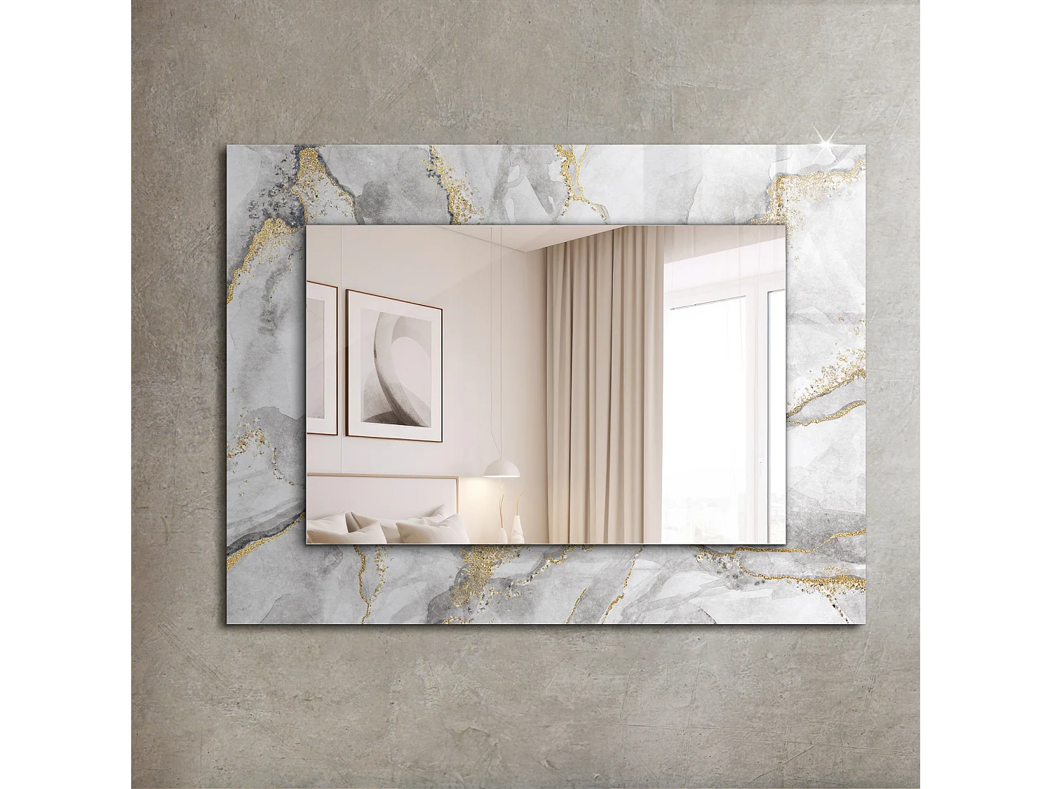 Dekorativer Spiegel mit Marmorrahmen mit Maserung, 80 x 60 cm