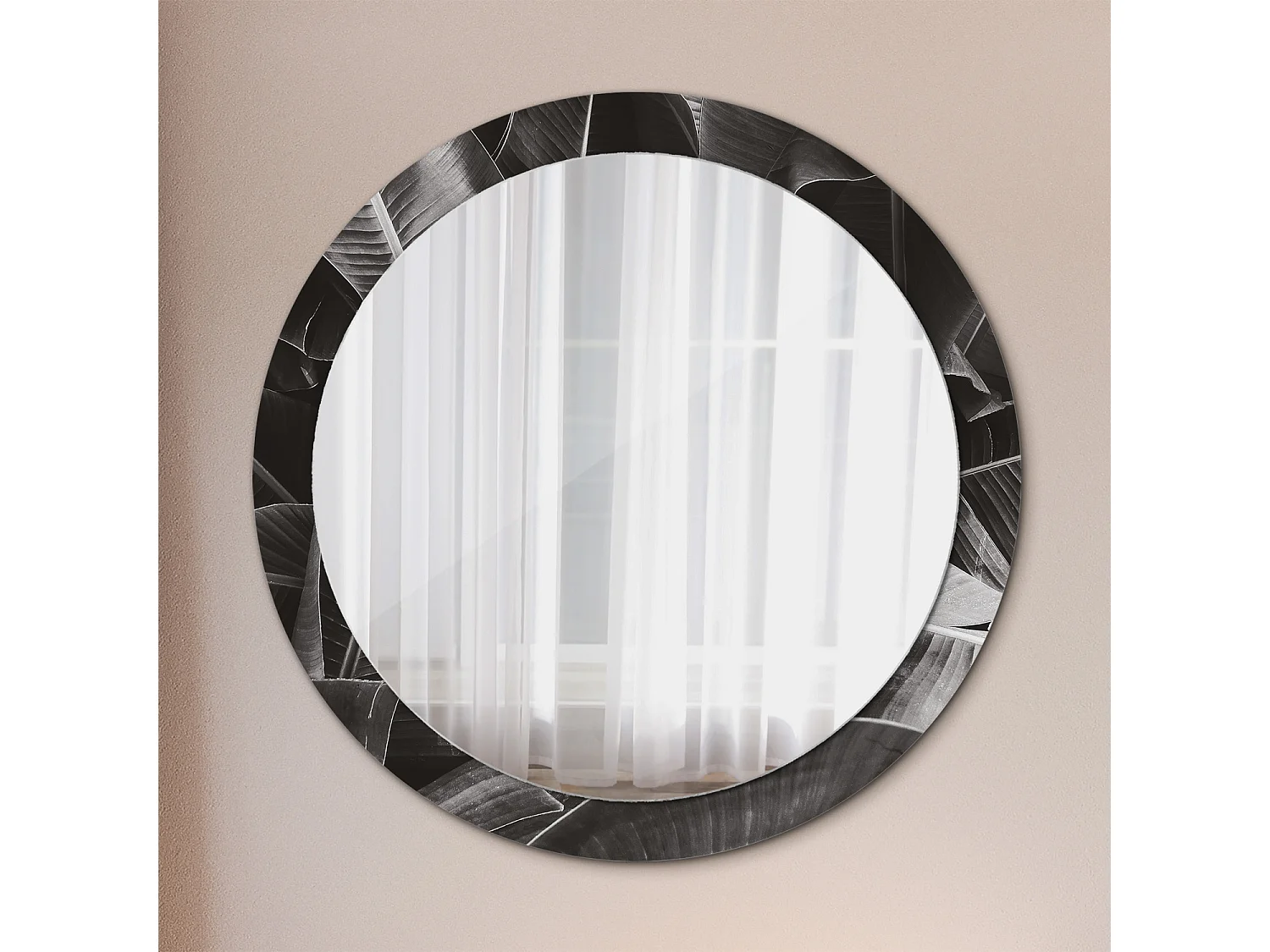 Dekorativer runder Spiegel – Tropische Palmen – 90 cm