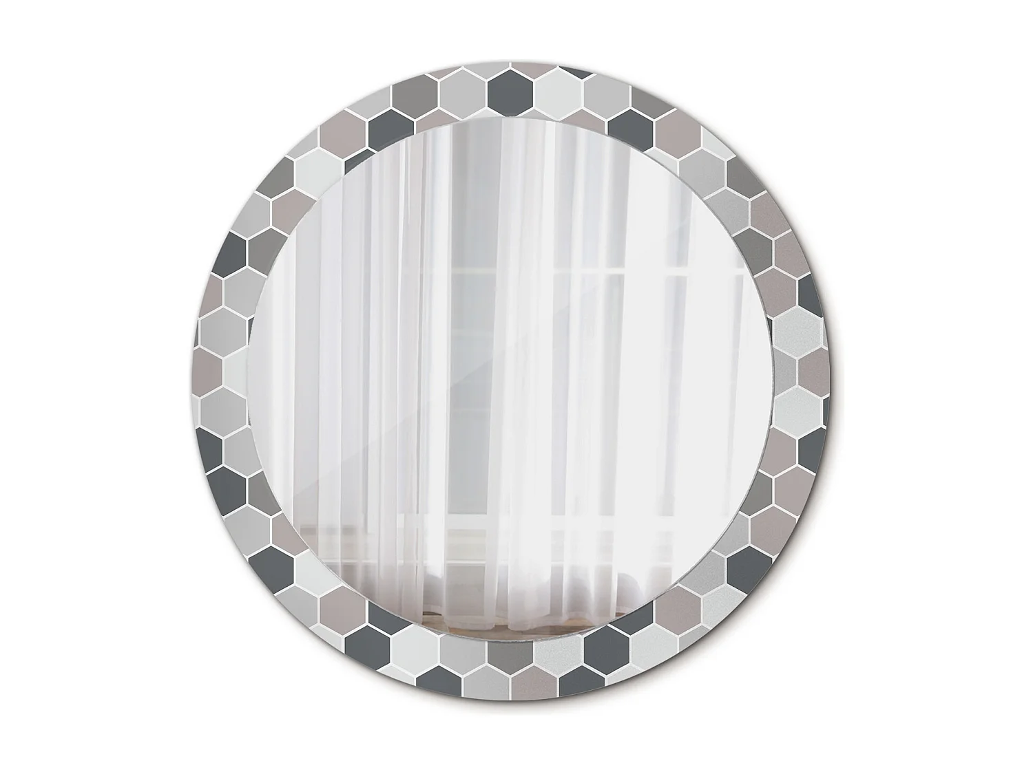 Dekorativer runder Spiegel - Sechseckmuster - 80 cm