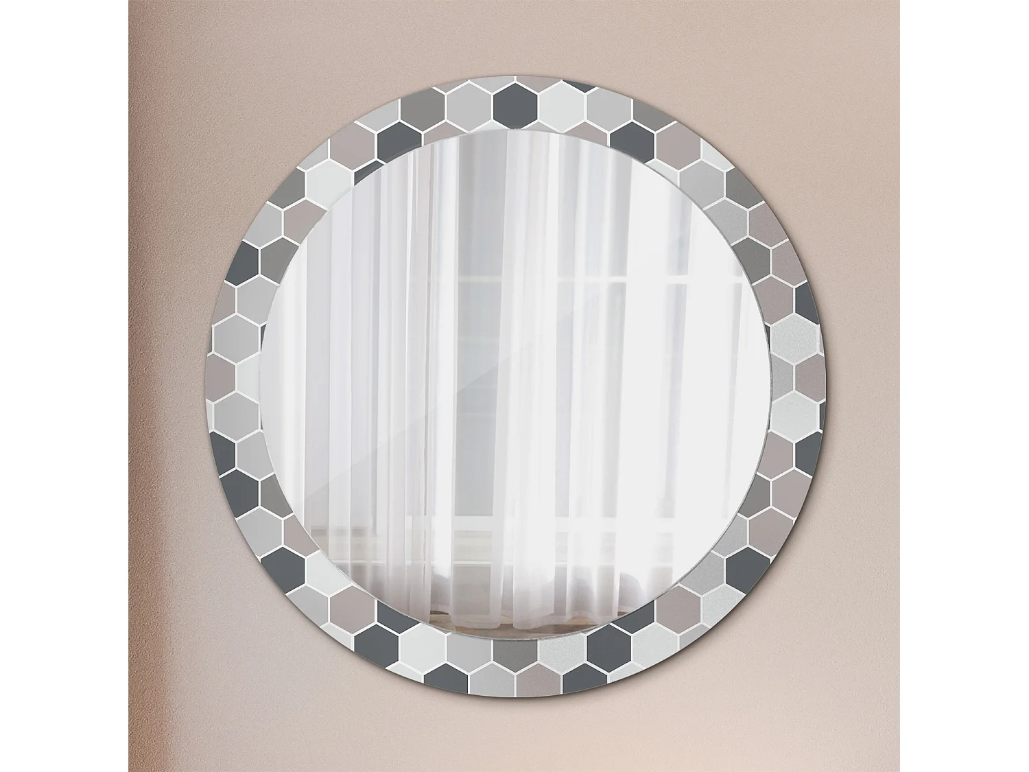 Dekorativer runder Spiegel - Sechseckmuster - 80 cm