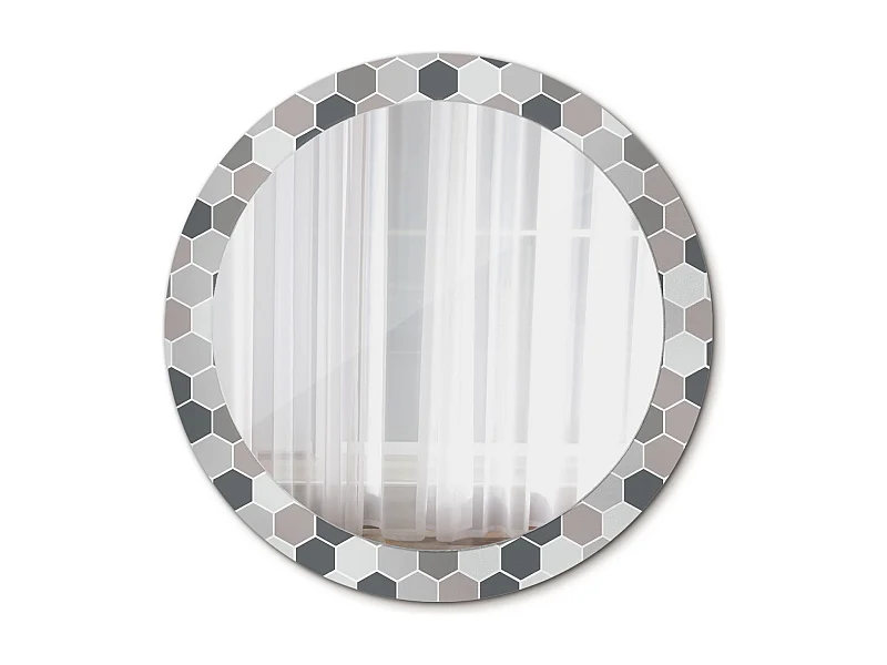 Dekorativer runder Spiegel - Sechseckmuster - 80 cm