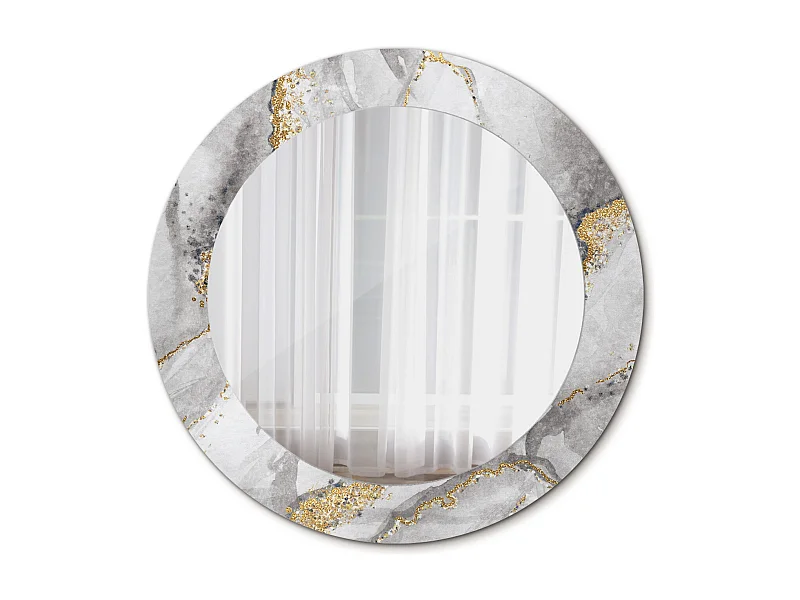 Miroir rond décoratif - Motif marbre - 70 cm