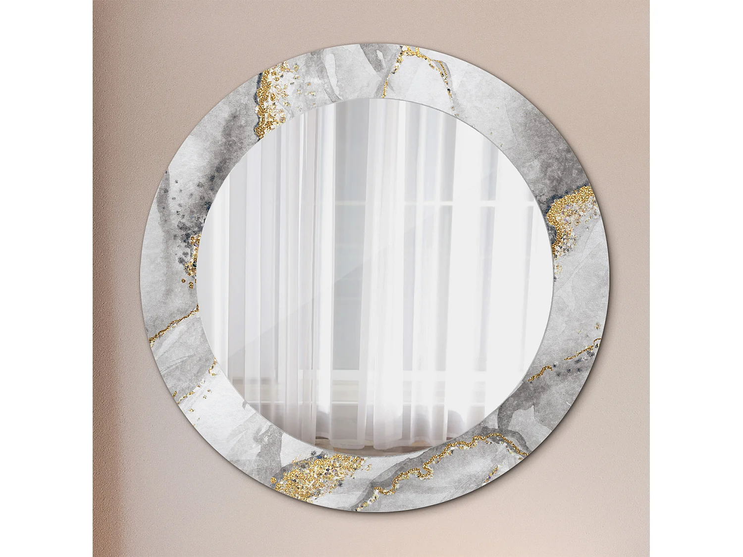 Runder dekorativer Spiegel - Marmormotiv - 60 cm