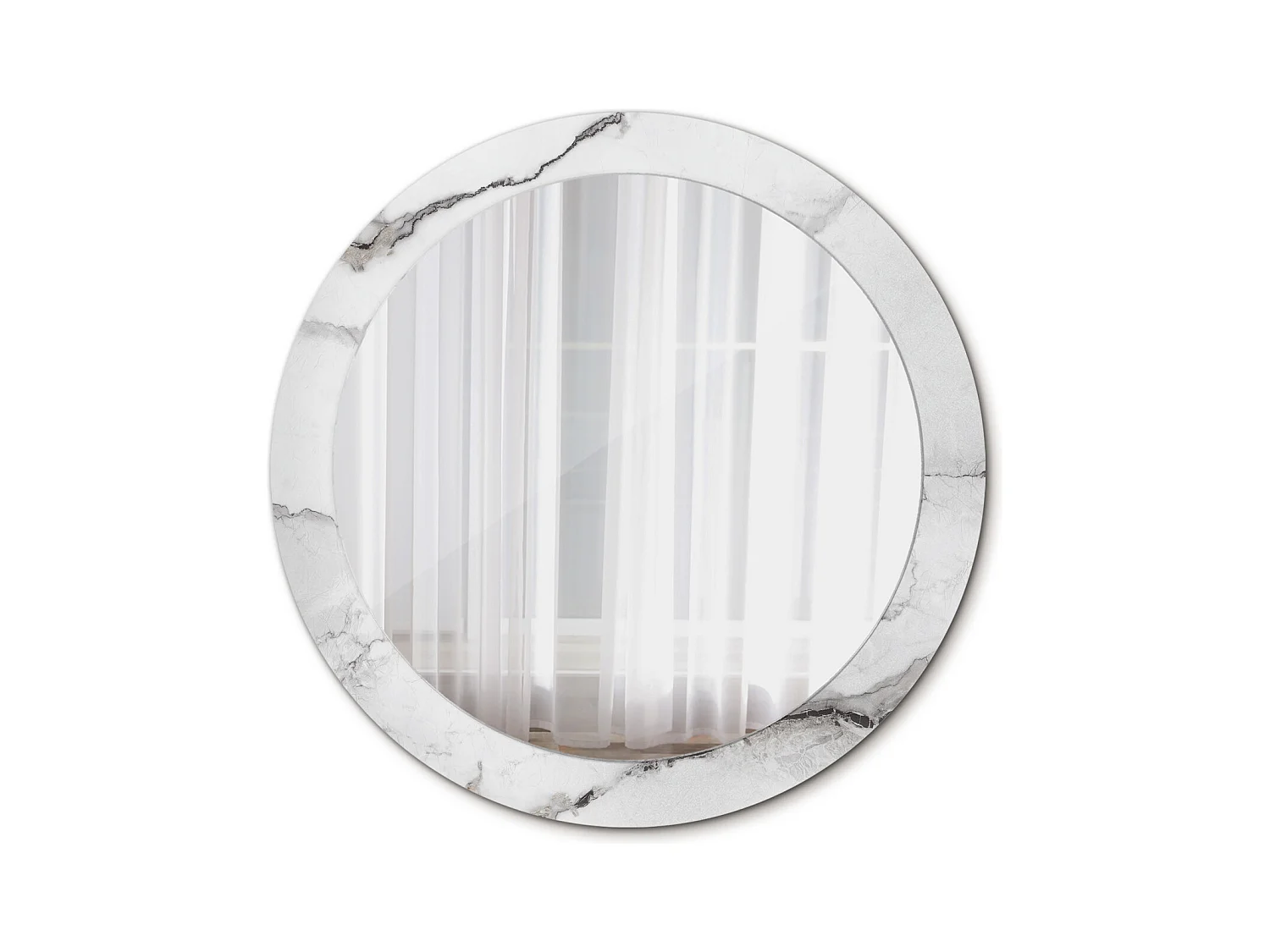 Miroir rond décoratif - Marbre blanc - 80 cm