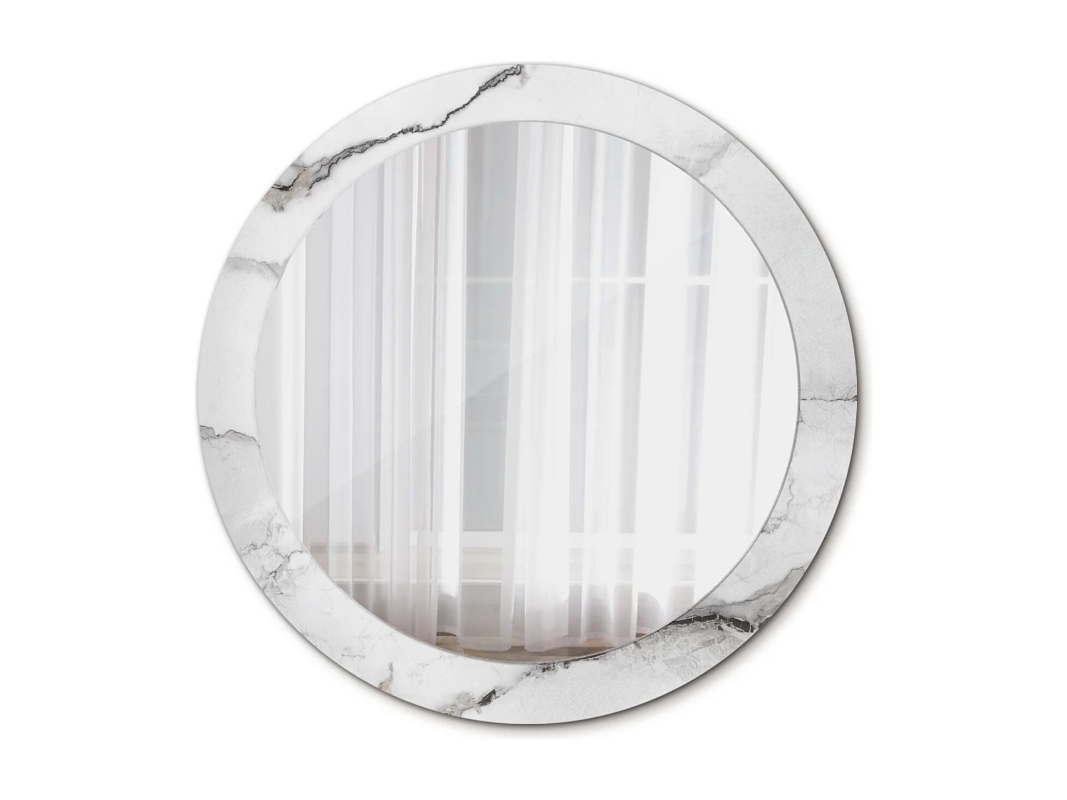 Ronde decoratieve spiegel - Wit marmer - 80 cm