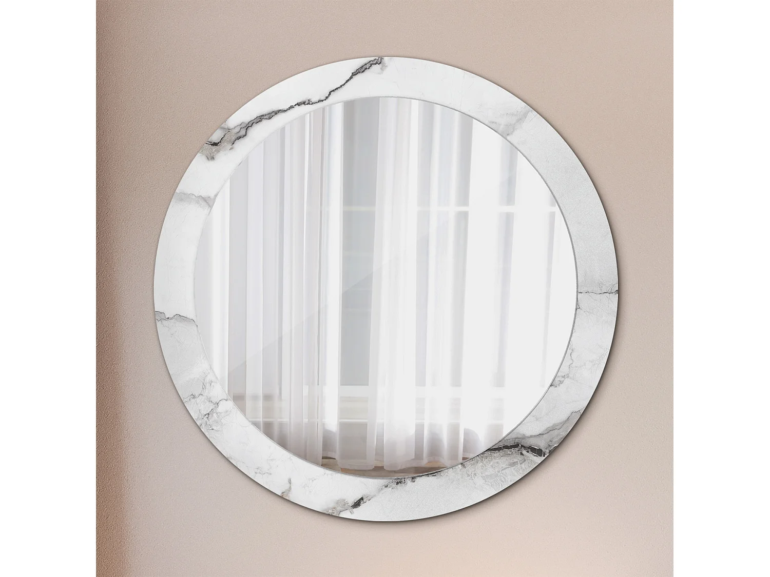 Ronde decoratieve spiegel - Wit marmer - 80 cm