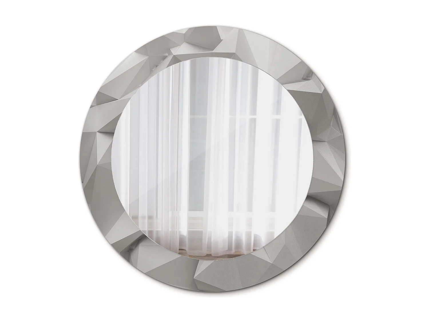 Ronde decoratieve spiegel - Abstract wit glas - 60 cm