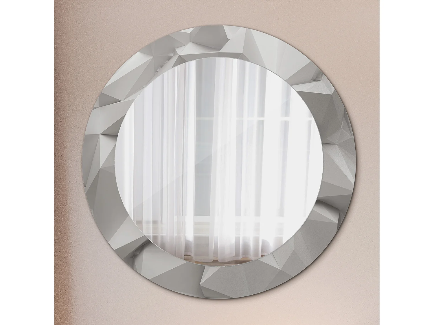 Ronde decoratieve spiegel - Abstract wit glas - 60 cm