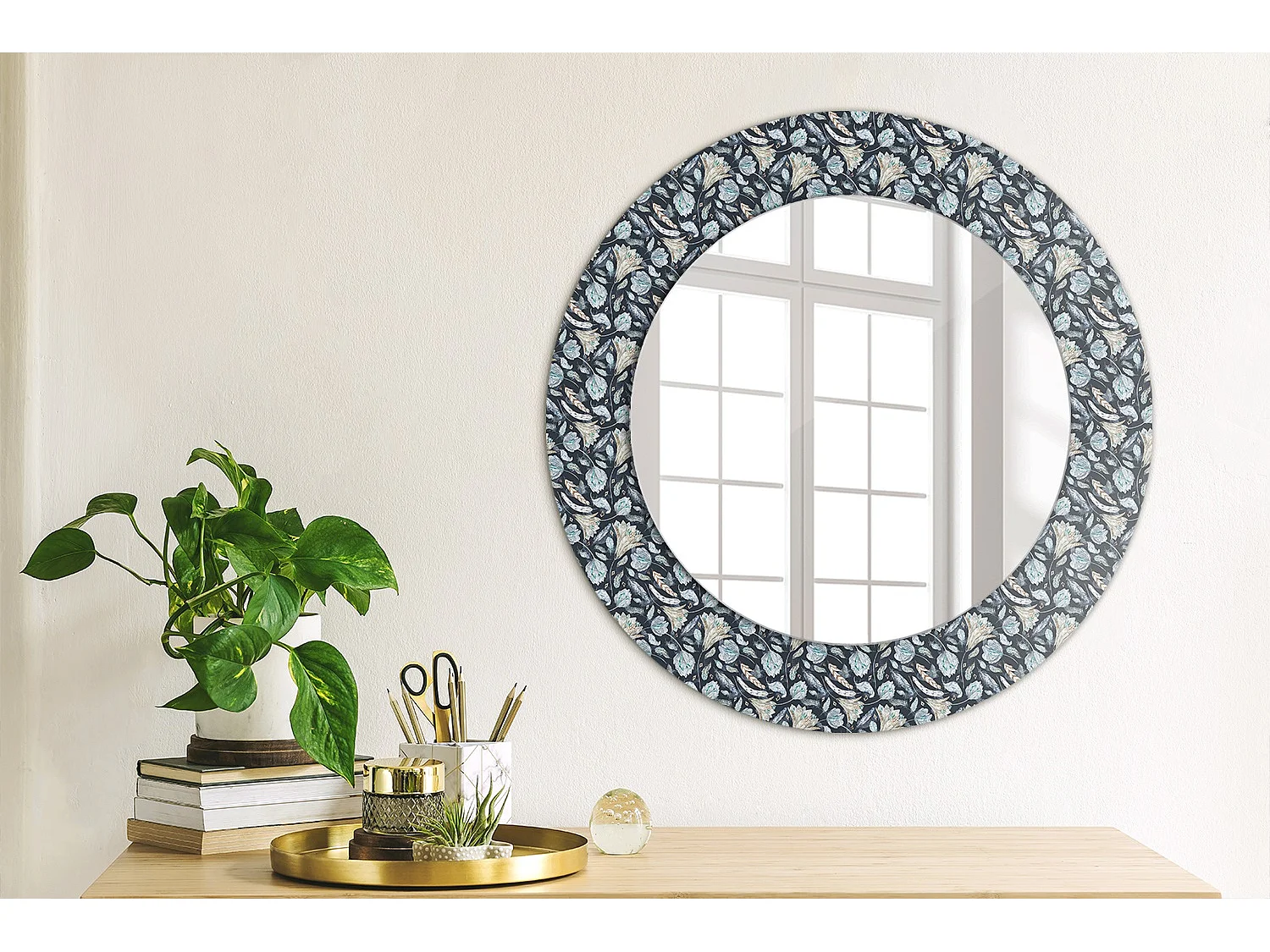 Miroir rond décoratif - Motif Boho - 50 cm