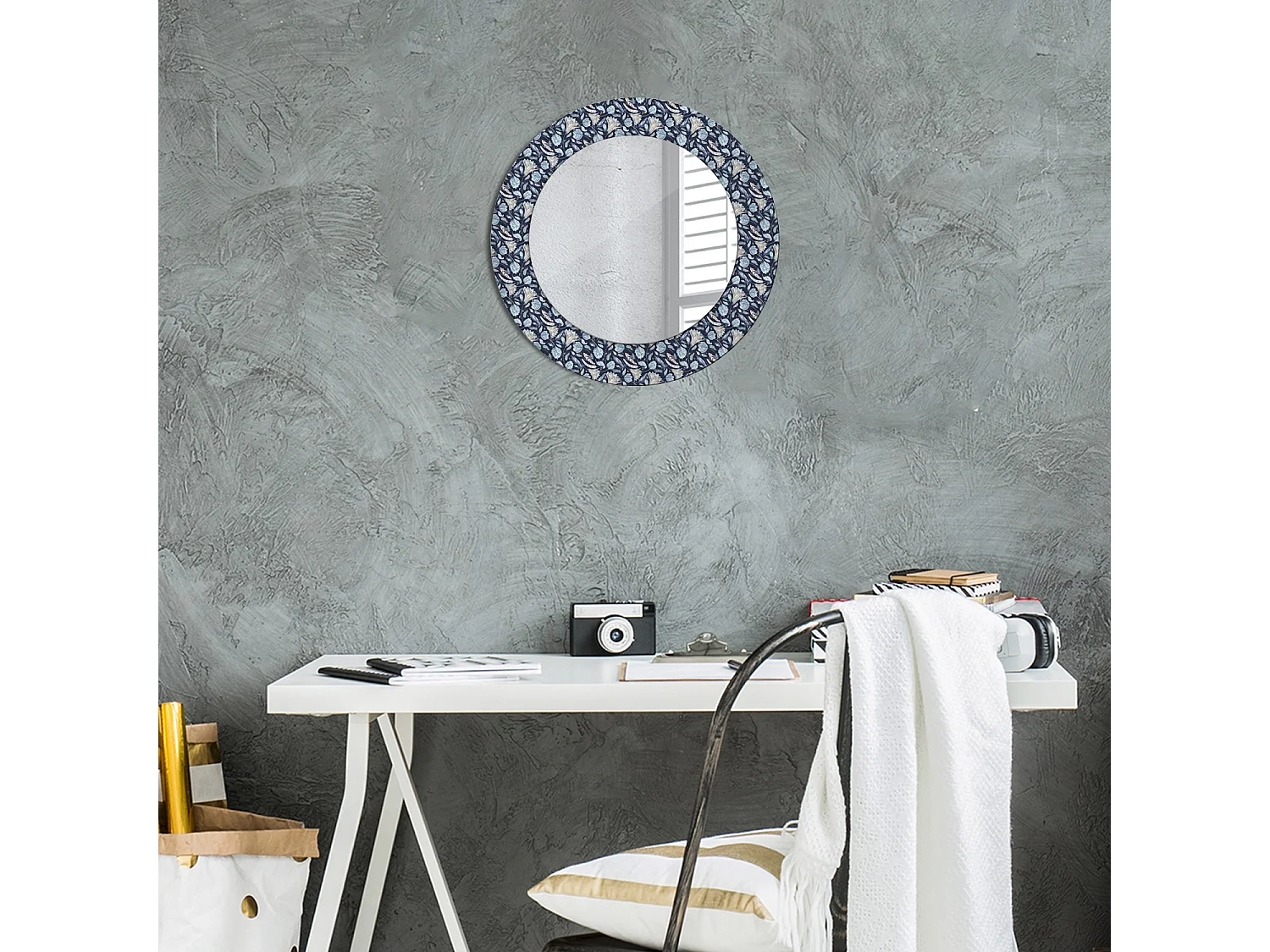 Miroir rond décoratif - Motif Boho - 50 cm