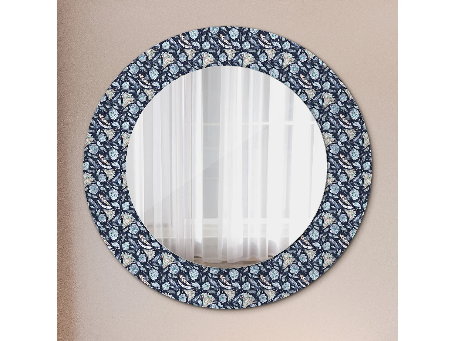 Miroir rond décoratif - Motif Boho - 50 cm
