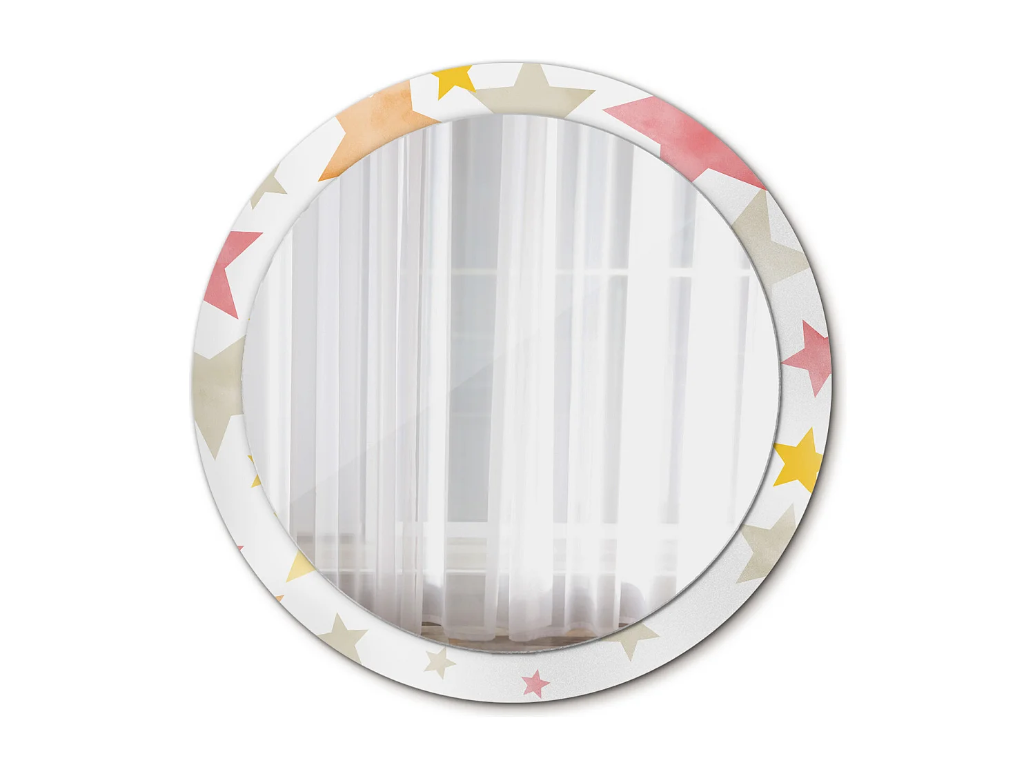 Ronde decoratieve spiegel - pastel sterren - 90 cm