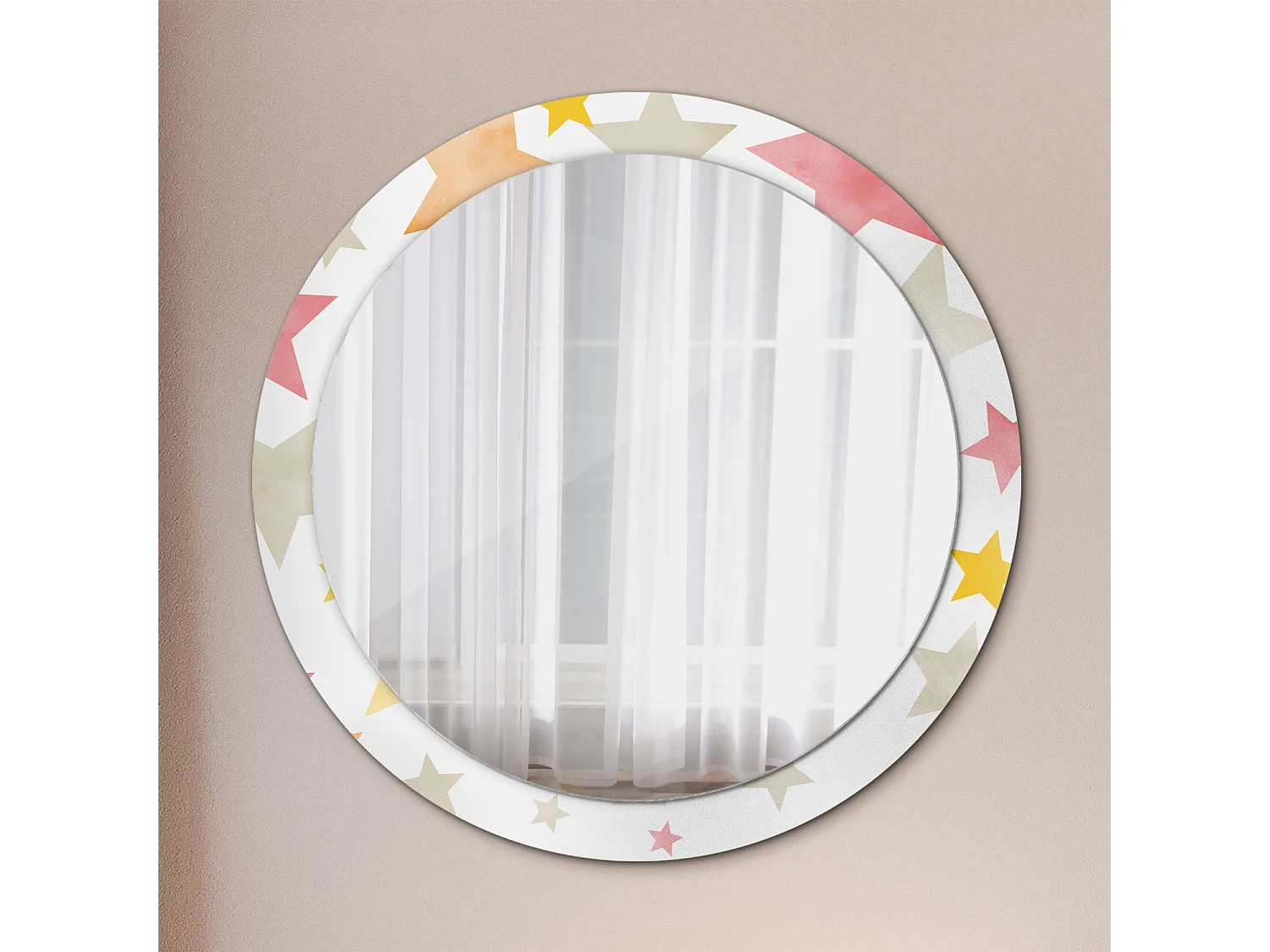 Ronde decoratieve spiegel - pastel sterren - 90 cm
