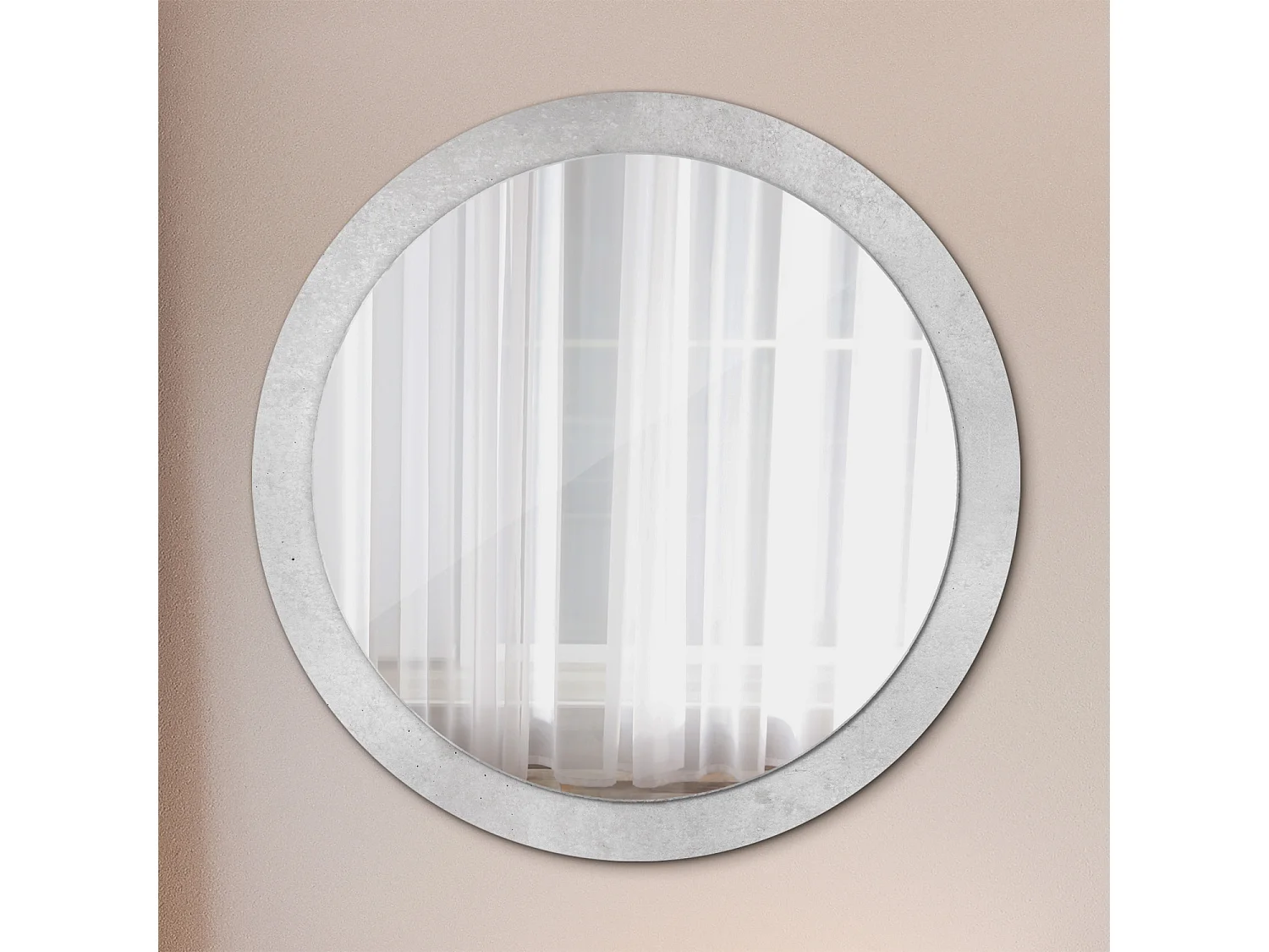 Espejo decorativo redondo - Textura hormigón - 90 cm