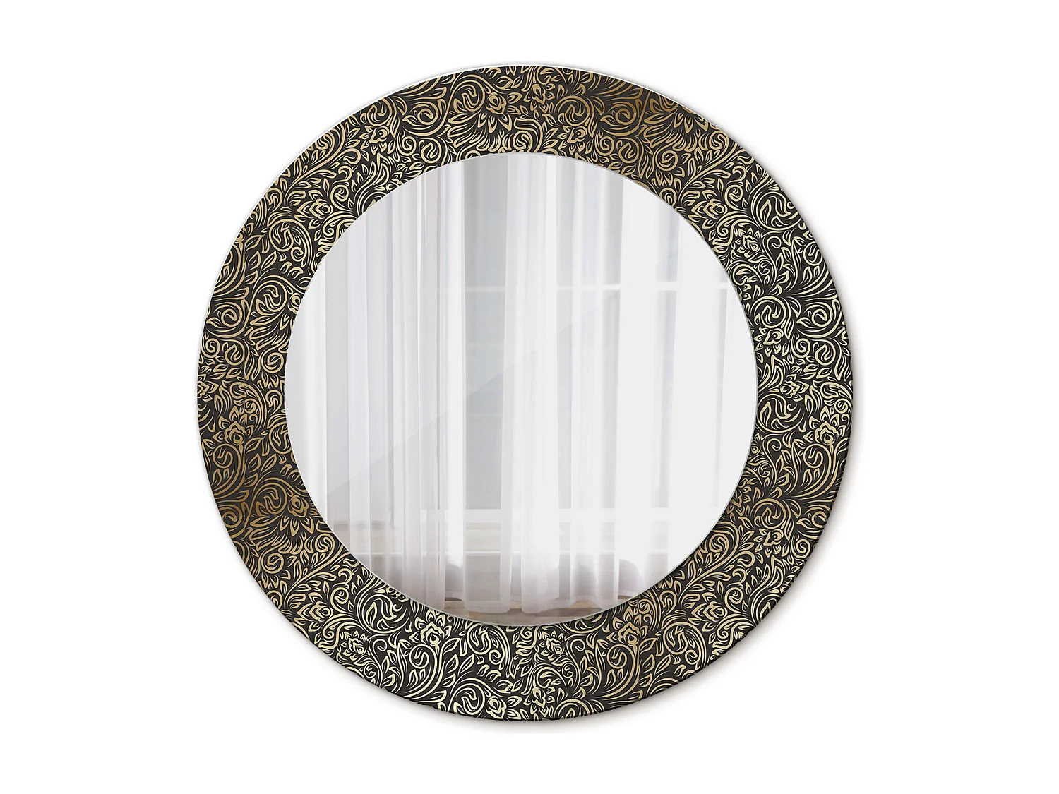 Ronde decoratieve spiegel - bloemenornament - 50 cm