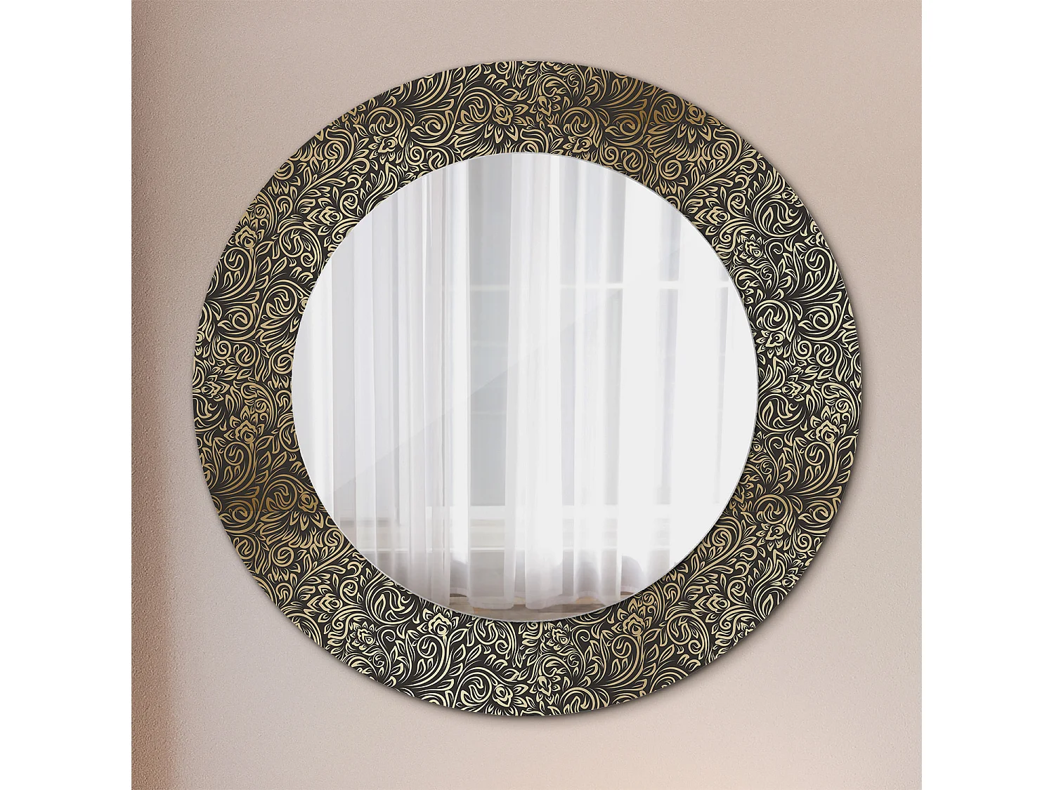 Ronde decoratieve spiegel - bloemenornament - 50 cm