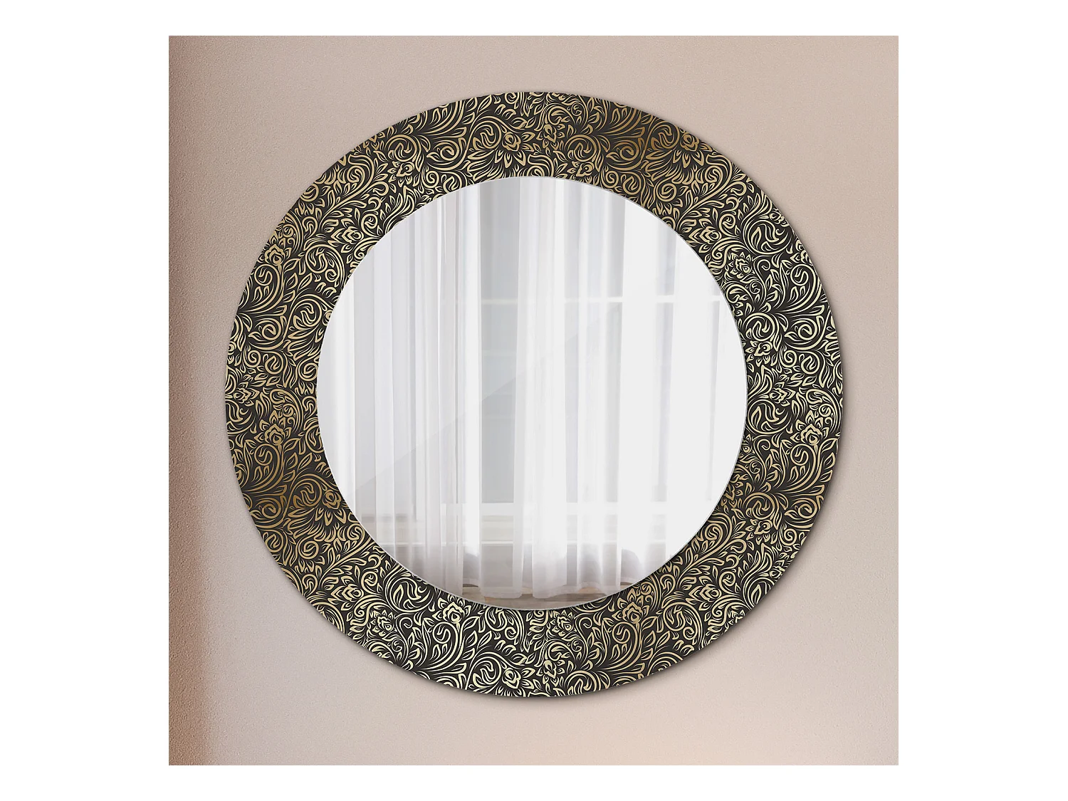 Runder dekorativer Spiegel - Blumenornament - 50 cm