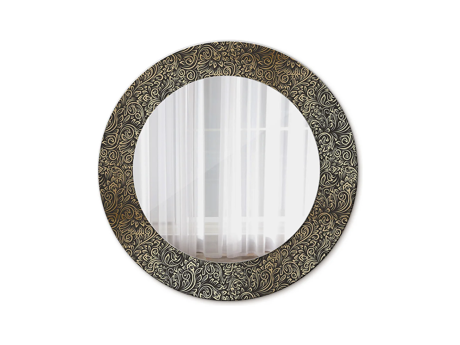 Runder dekorativer Spiegel - Blumenornament - 50 cm