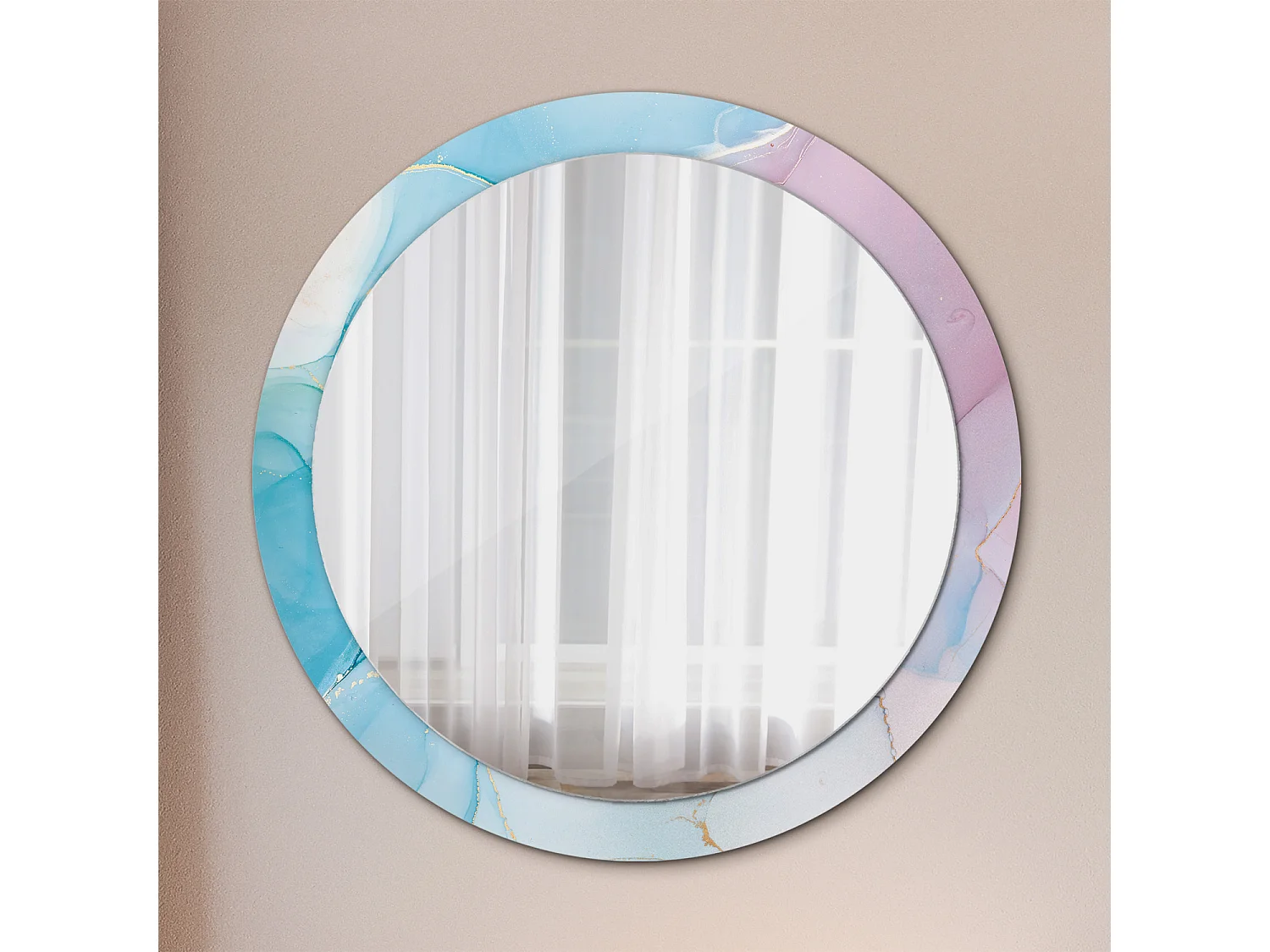 Dekorativer runder Spiegel – Marmor-Stil – 90 cm