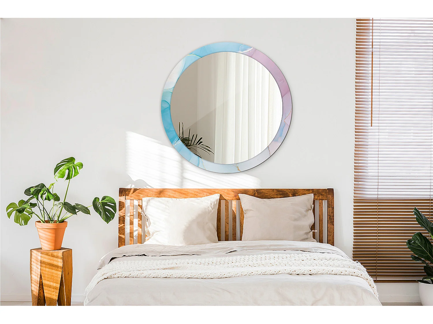 Dekorativer runder Spiegel – Marmor-Stil – 90 cm